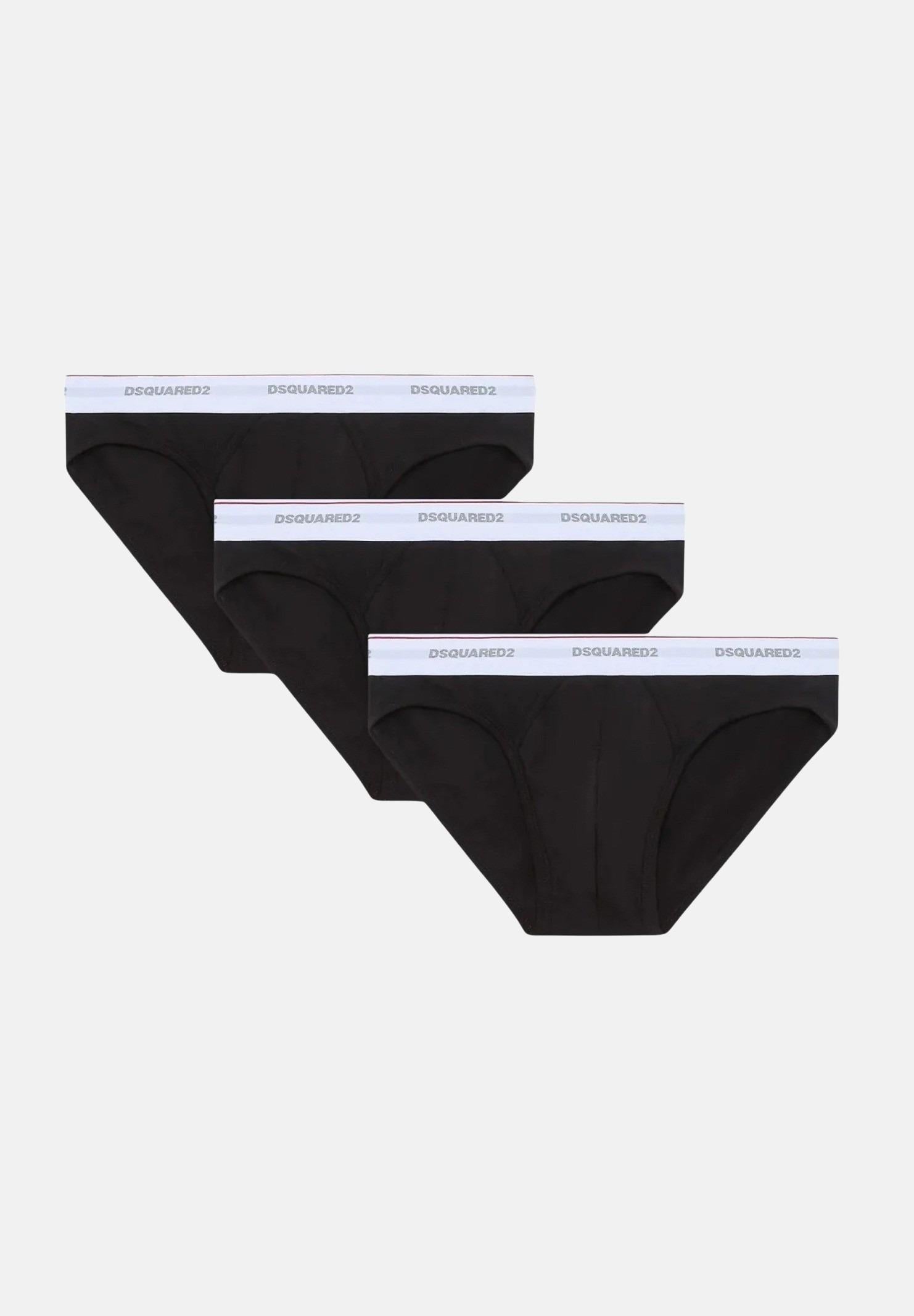 DSQUARED2 Slip (3pz) neri da uomo con fascia elastica logata DCX300060 001 DSQUARED2