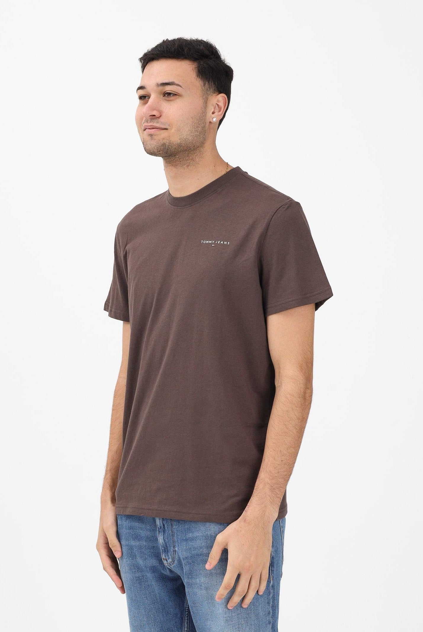TOMMY JEANS T-shirt a manica corta marrone da uomo con logo DM0DM21780 GW1 TOMMY JEANS
