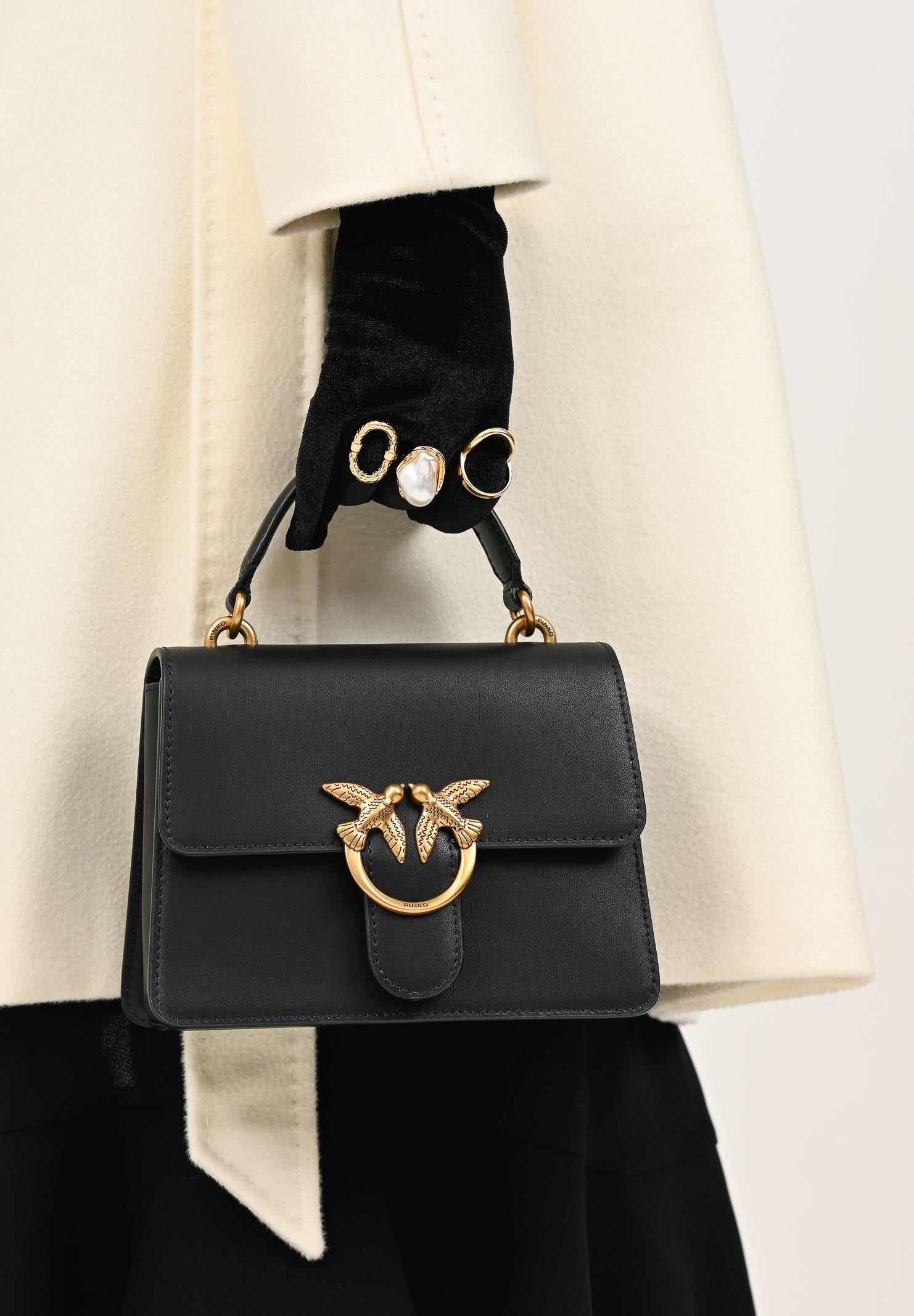 PINKO Borsa a mano Mini Love Bag One Top Handle Light nera da donna 100071A0F1 Z99Q PINKO