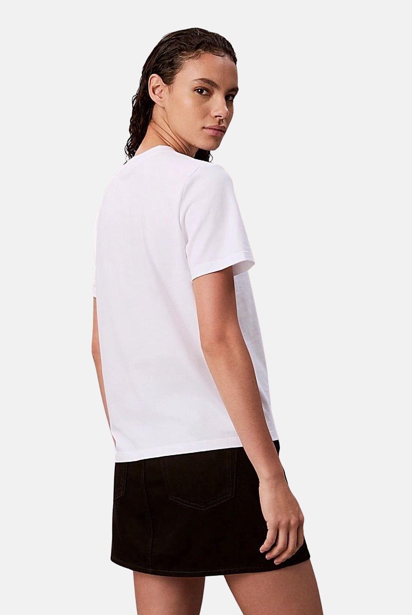 CALVIN KLEIN T-shirt Monogram Logo colore brand Bright White, corrispondente al bianco, da donna. LV047B865G YAA CALVIN KLEIN