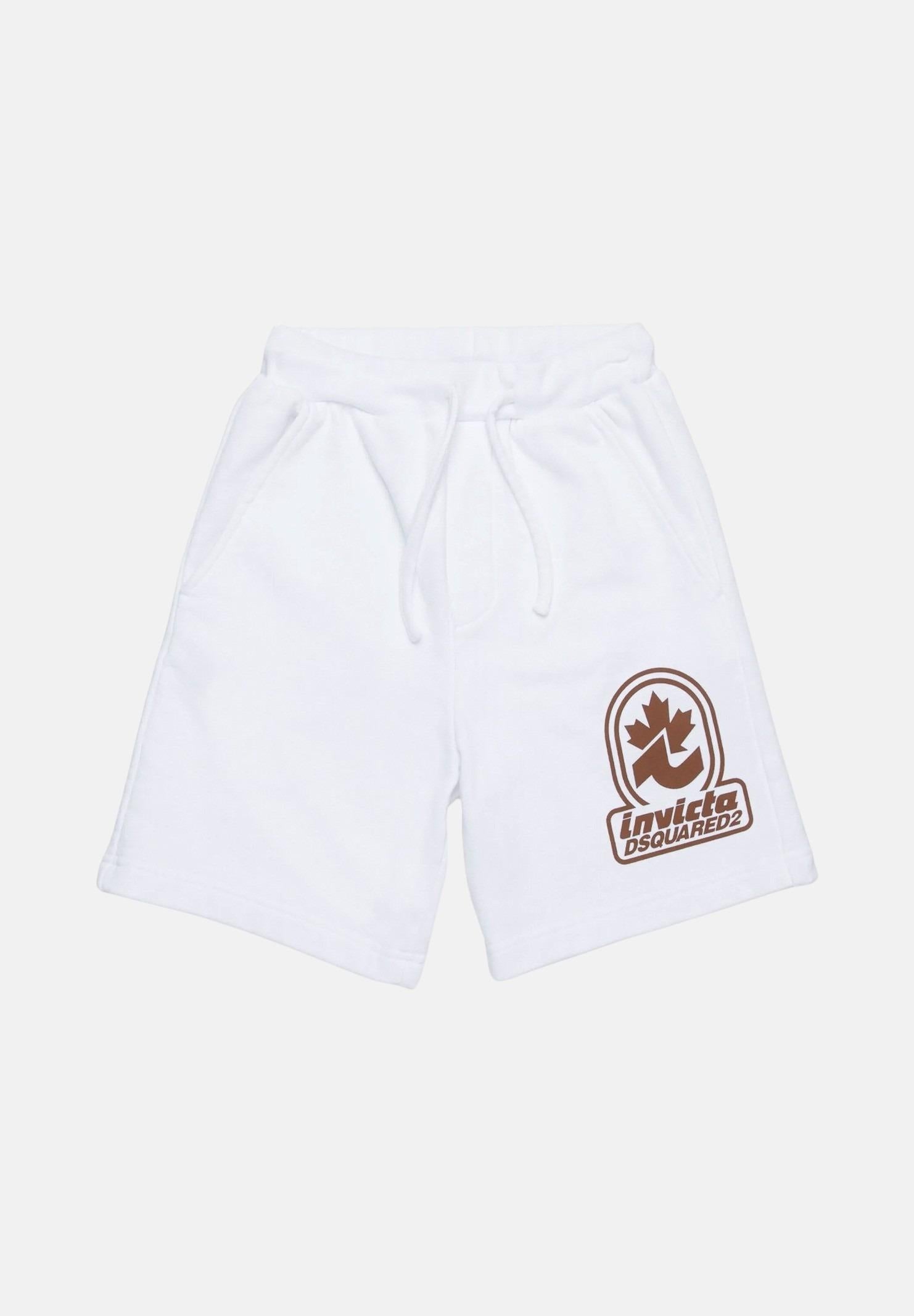 Shorts bianco per bambino e bambina con stampa del logo "Invicta Dsquared2" DQ2908D0AD2-B DQ100 DSQUARED2