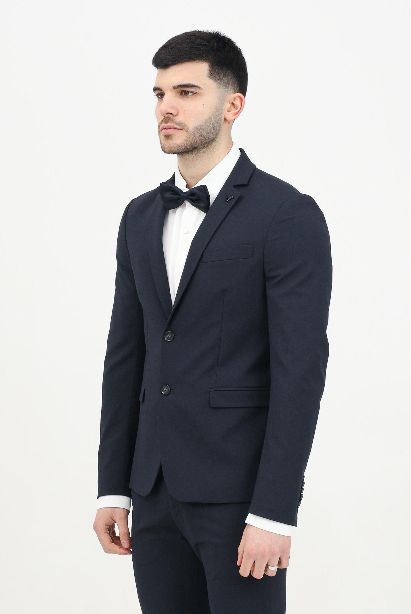 PATRIZIA PEPE Giacca monopetto blu da uomo con dettaglio spilla logo fly 5SS652/A2LH C382 PATRIZIA PEPE