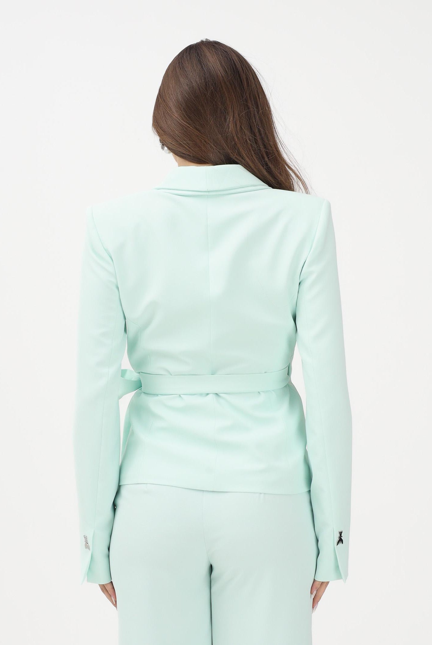 PATRIZIA PEPE Giacca verde menta da donna con chiusura wrap e cintura 2S1563A411 G632 PATRIZIA PEPE