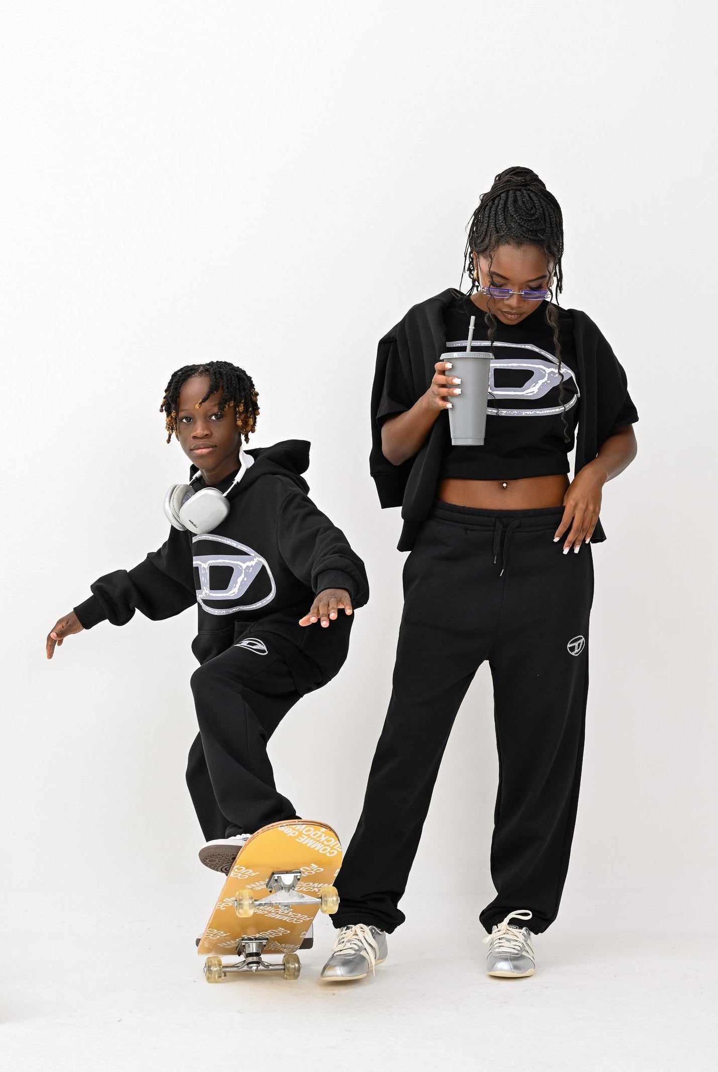 DIESEL T-shirt a manica corta nera per donna, ragazzi e bambini con maxi logo Oval D J02477KYAUN K900 DIESEL