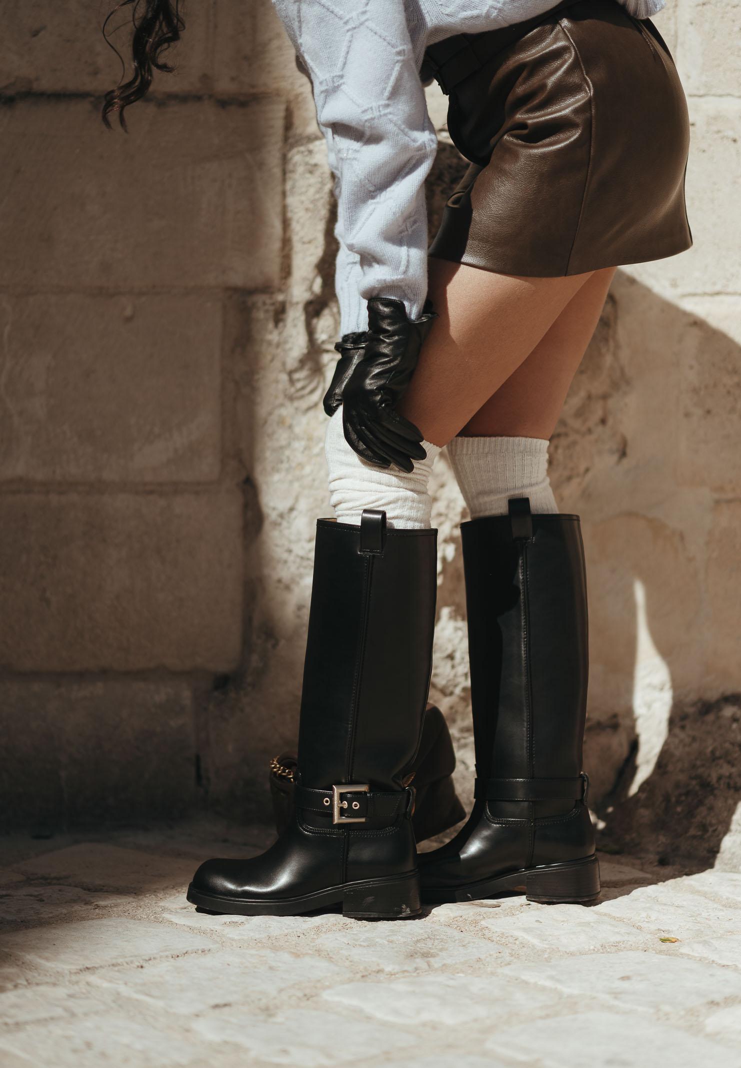 ARMANI EXCHANGE Stivali alti neri da donna con fibbia XW001655AF17476 UC001 ARMANI EXCHANGE