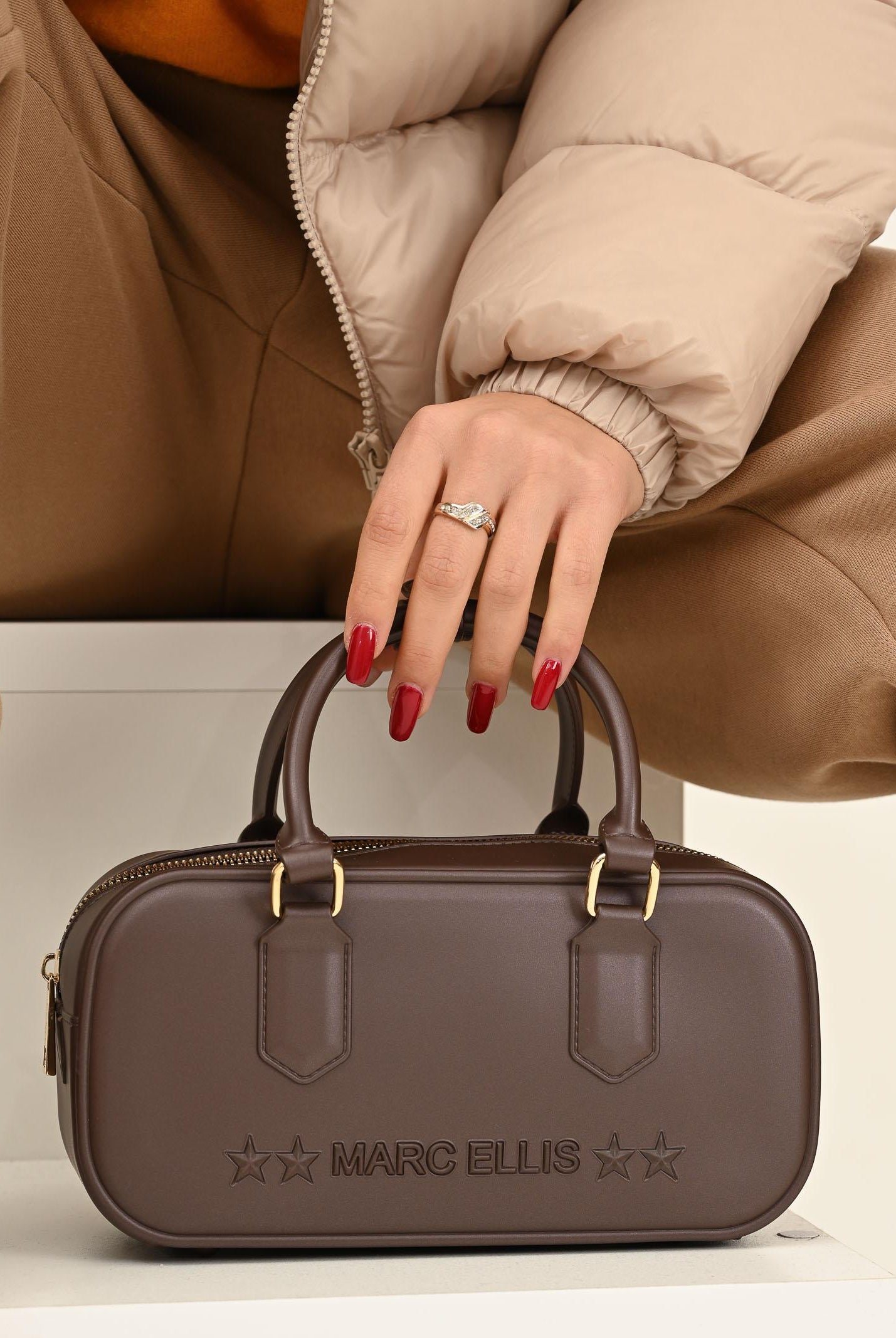 MARC ELLIS Borsa a mano FLAT STITCH 25 marrone da donna FLAT-STICH25 COLIGO MARC ELLIS