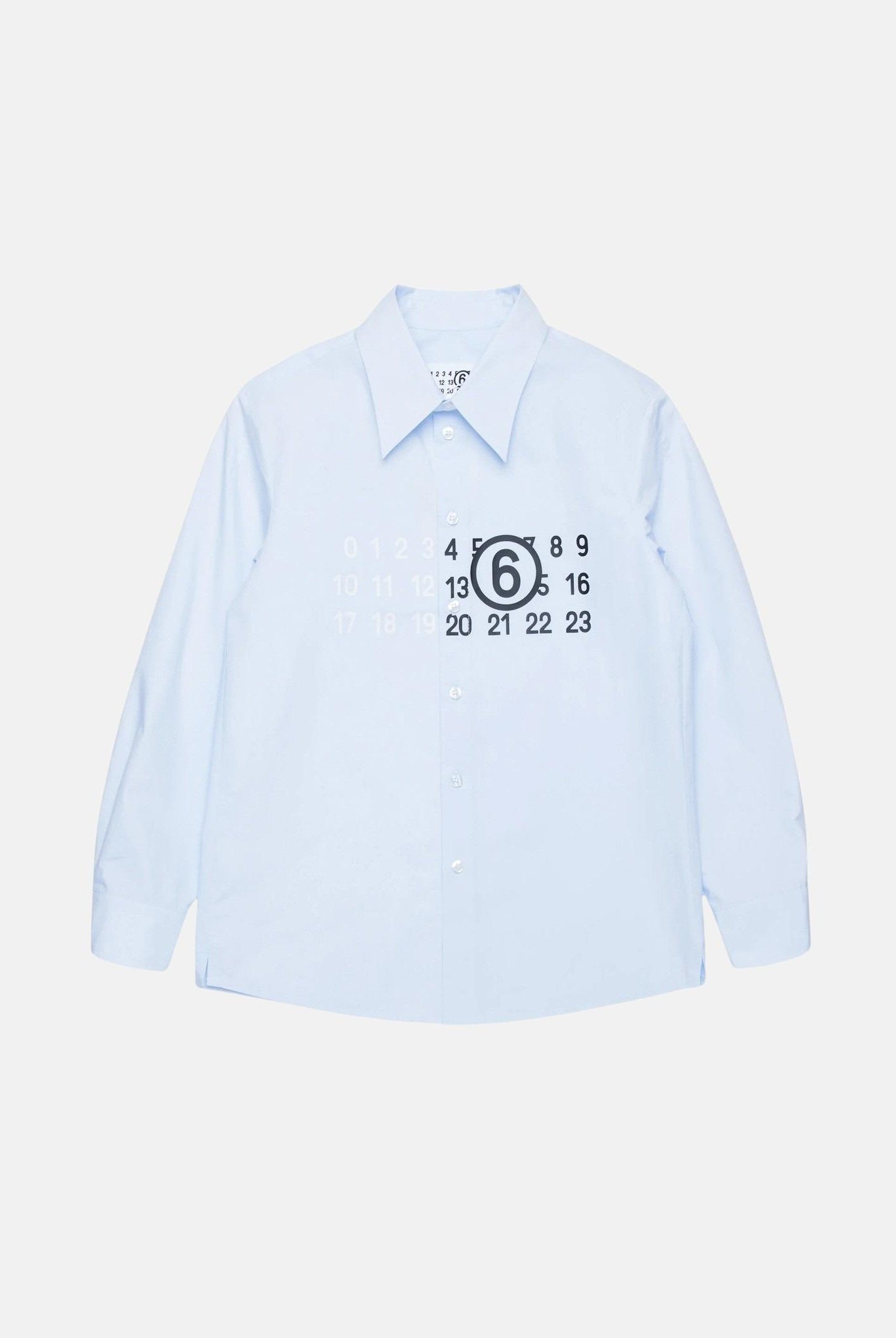 Camicia casual azzurra per donna e bambina con stampa Numbers M60659MM014 M6806 MAISON MARGIELA