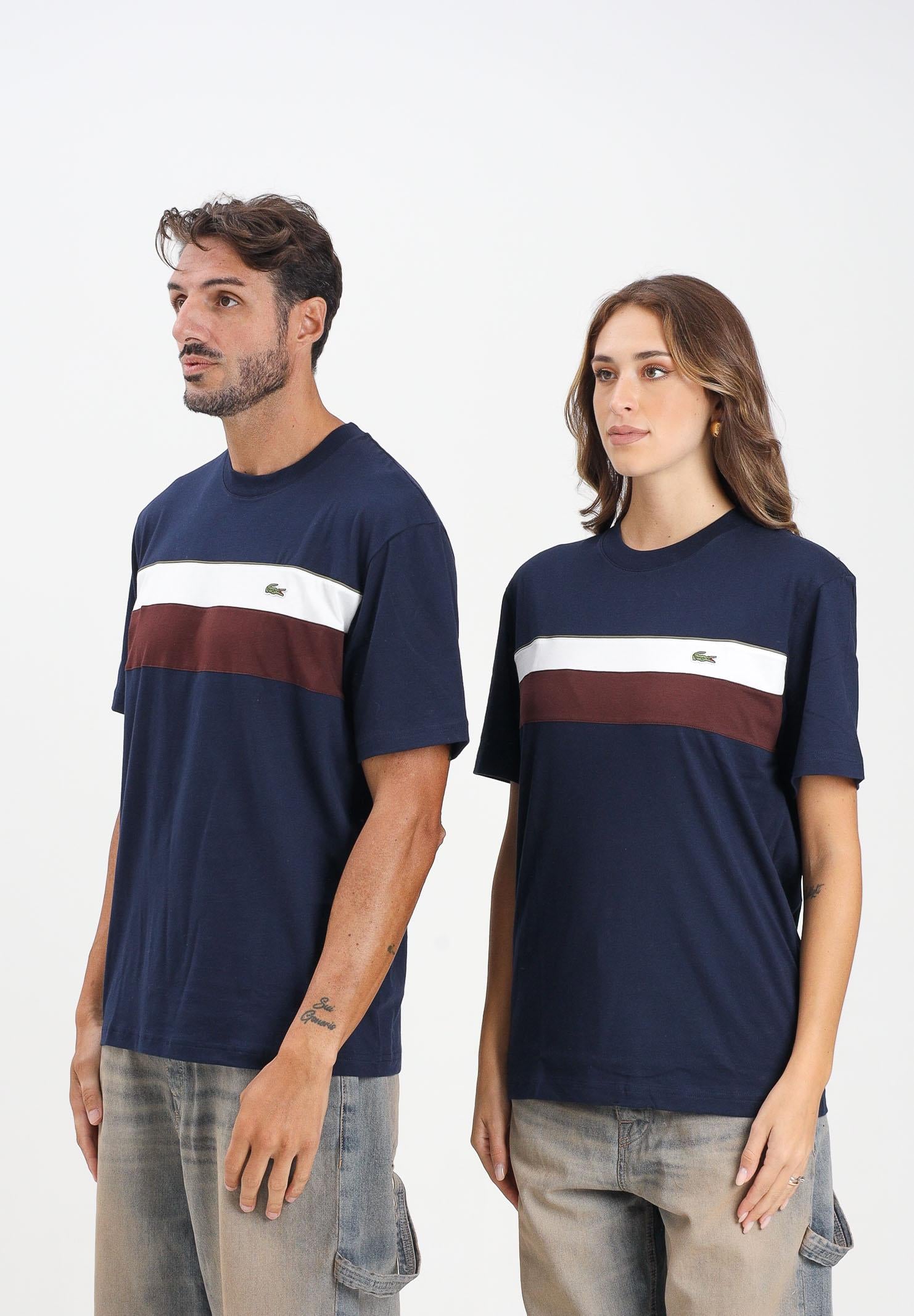 LACOSTE T-shirt a manica corta Jersey Colour-Block blu per uomo e donna TH5890 6WZ LACOSTE