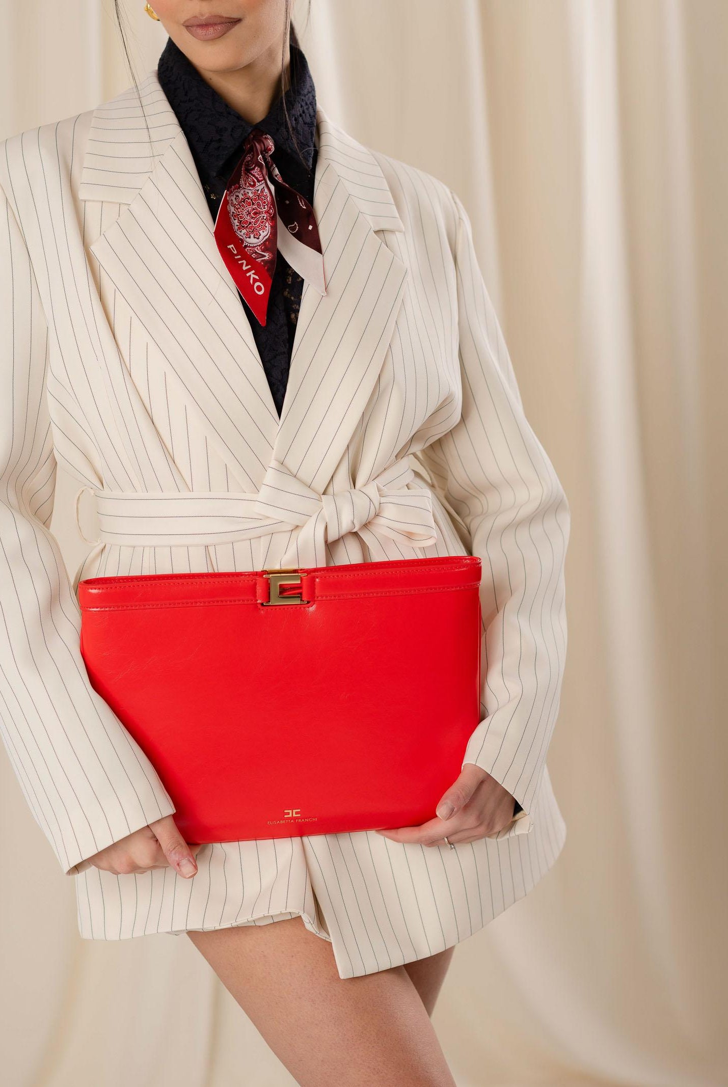 ELISABETTA FRANCHI Pochette rossa da donna effetto naplak BS18A61E2 H85 ELISABETTA FRANCHI