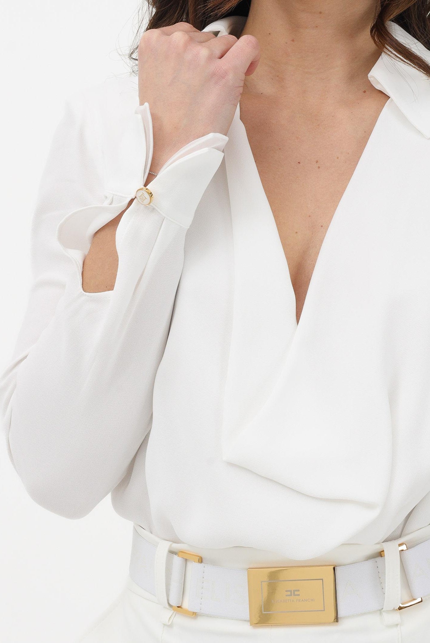 ELISABETTA FRANCHI Body a manica lunga avorio da donna CB00261E2 360 ELISABETTA FRANCHI