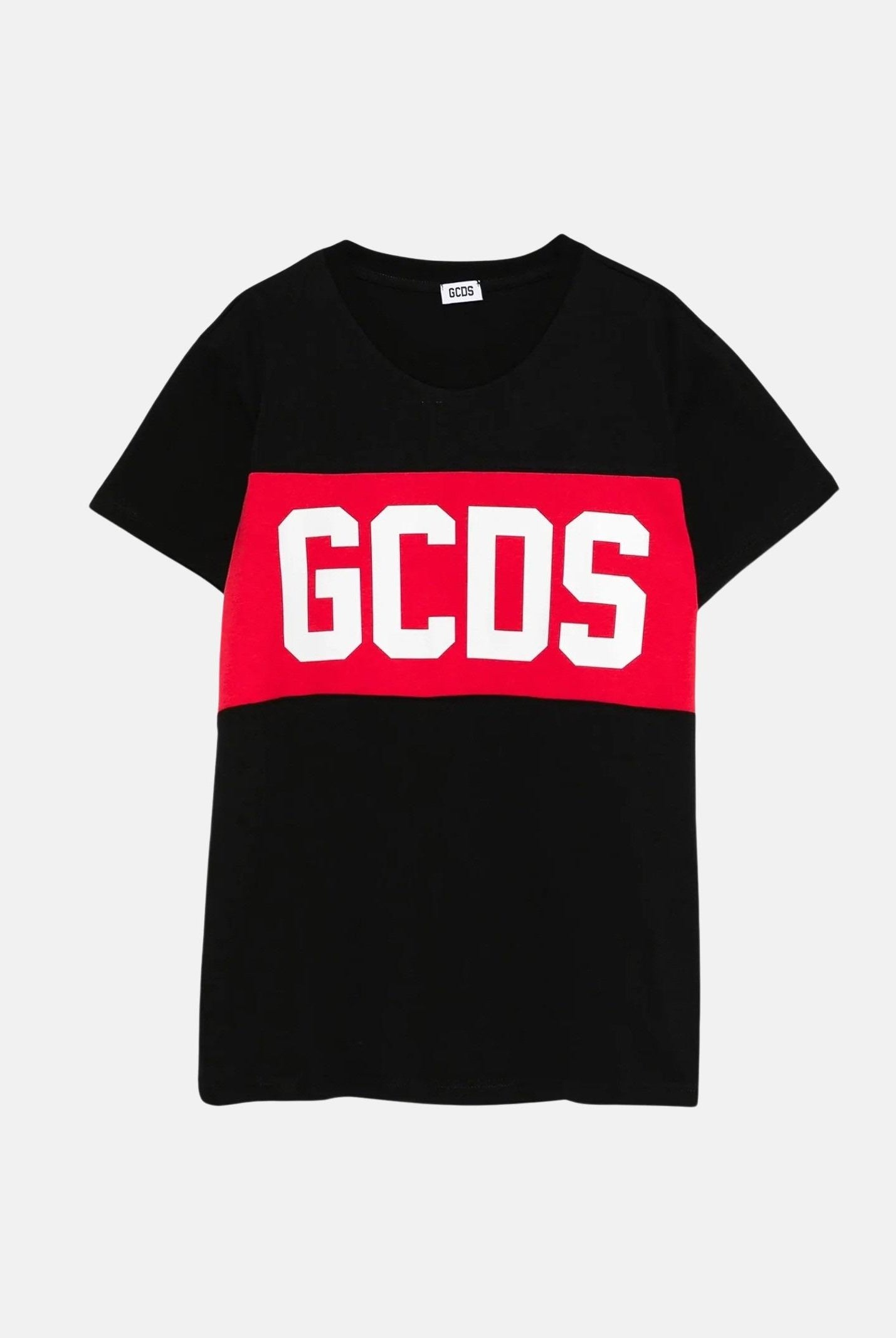 GCDS T-shirt a manica corta nera per bambino e bambina con stampa logo GCDS B2KU2329JF1 99 GCDS
