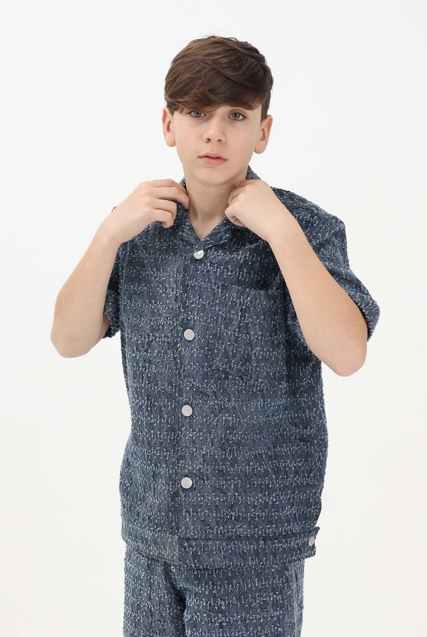I'M BRIAN Camicia a manica corta in denim medio da bambino CA3649J 0028 I'M BRIAN