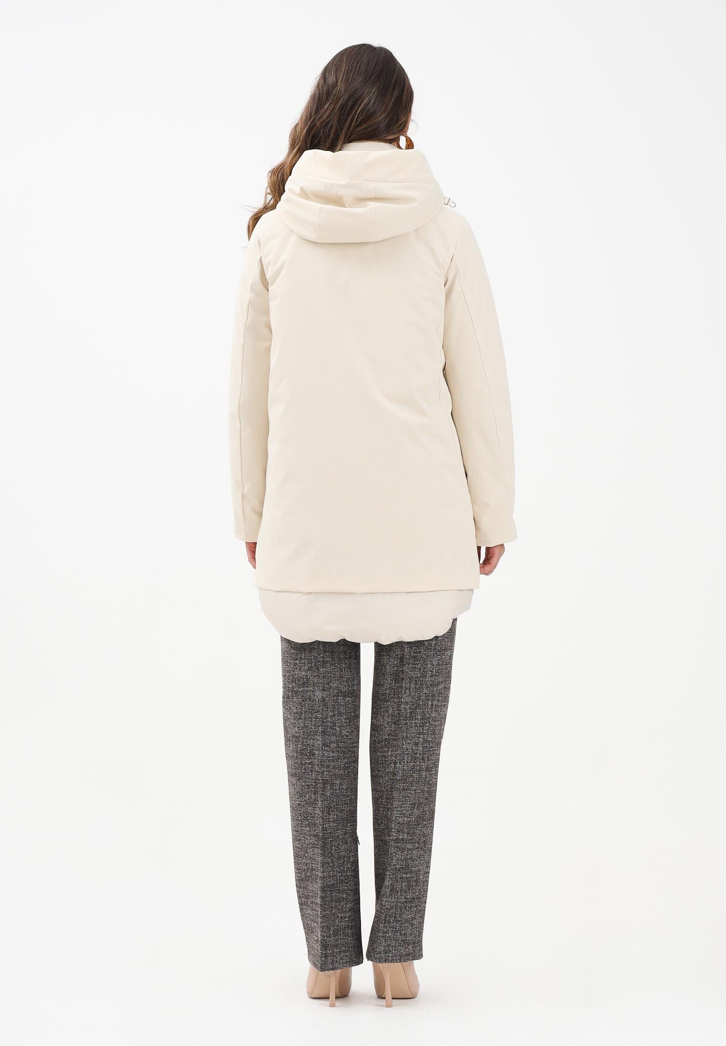 BOMBOOGIE Piumino lungo bio-materica panna da donna CW9146FPX5 161 BOMBOOGIE