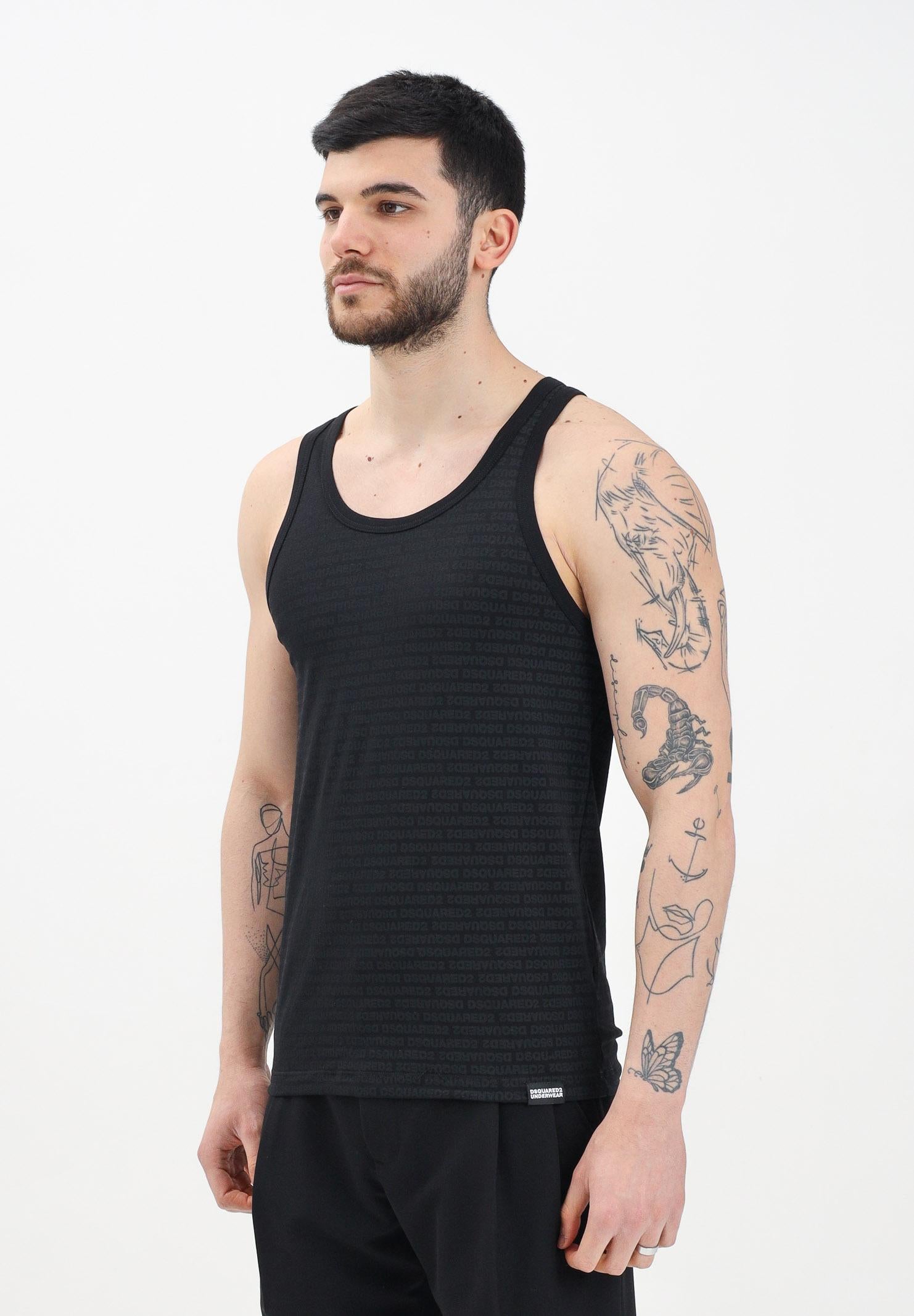 DSQUARED2 Canotta nera da uomo con logo all-over D9D095510 001 DSQUARED2