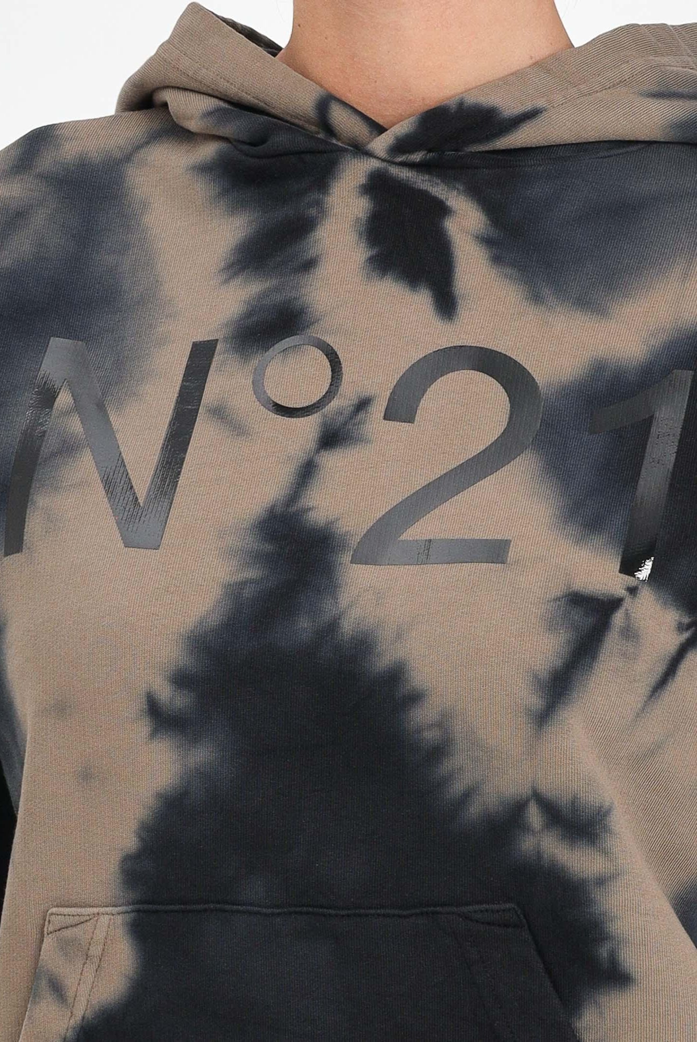 N21 Felpa con cappuccio cammello per donna, ragazzi e bambini in cotone tie-dye N2107LN0447 0N720 N21