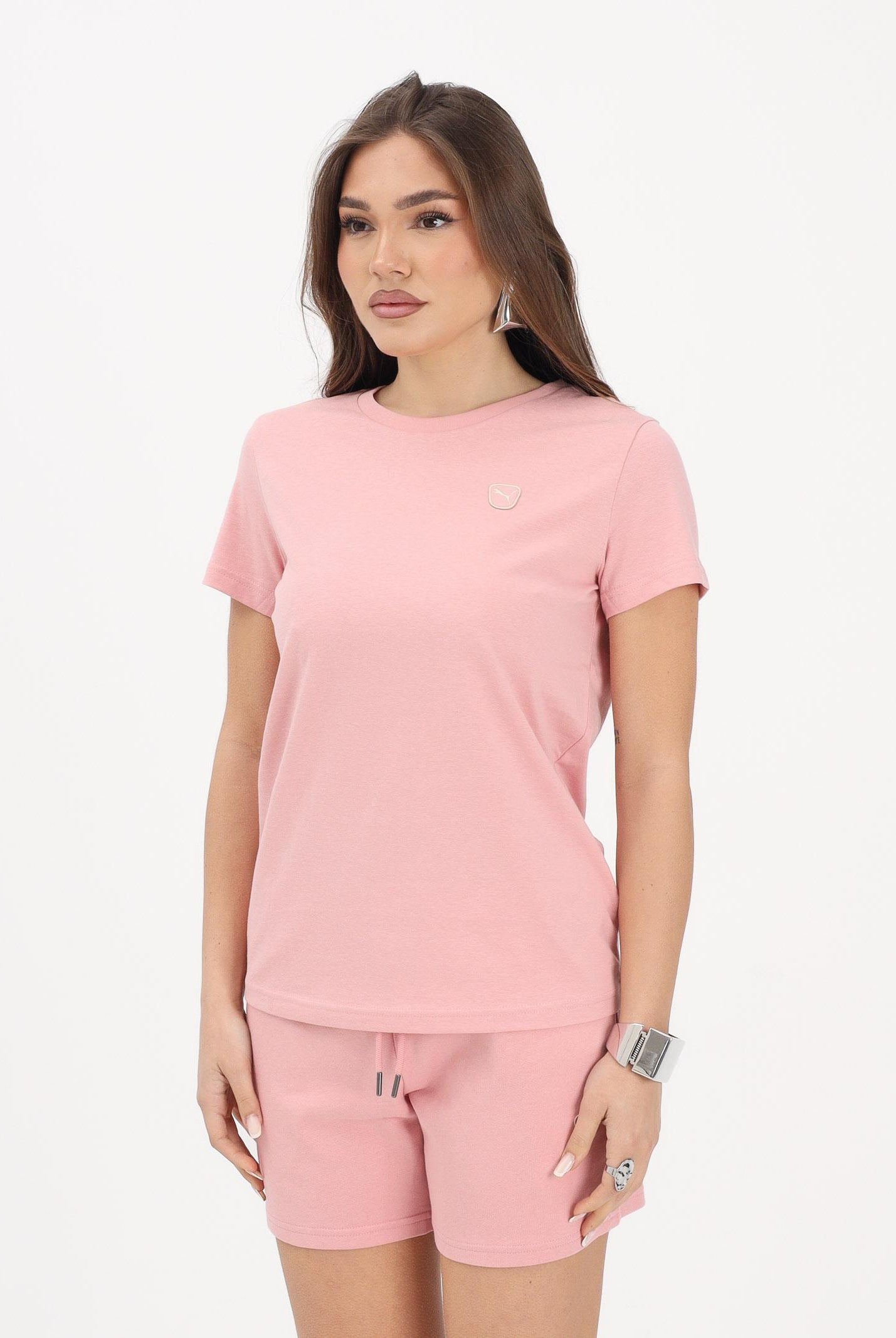 PUMA T-shirt a manica corta Essentials Elevated rosa da donna 691855 26 PUMA