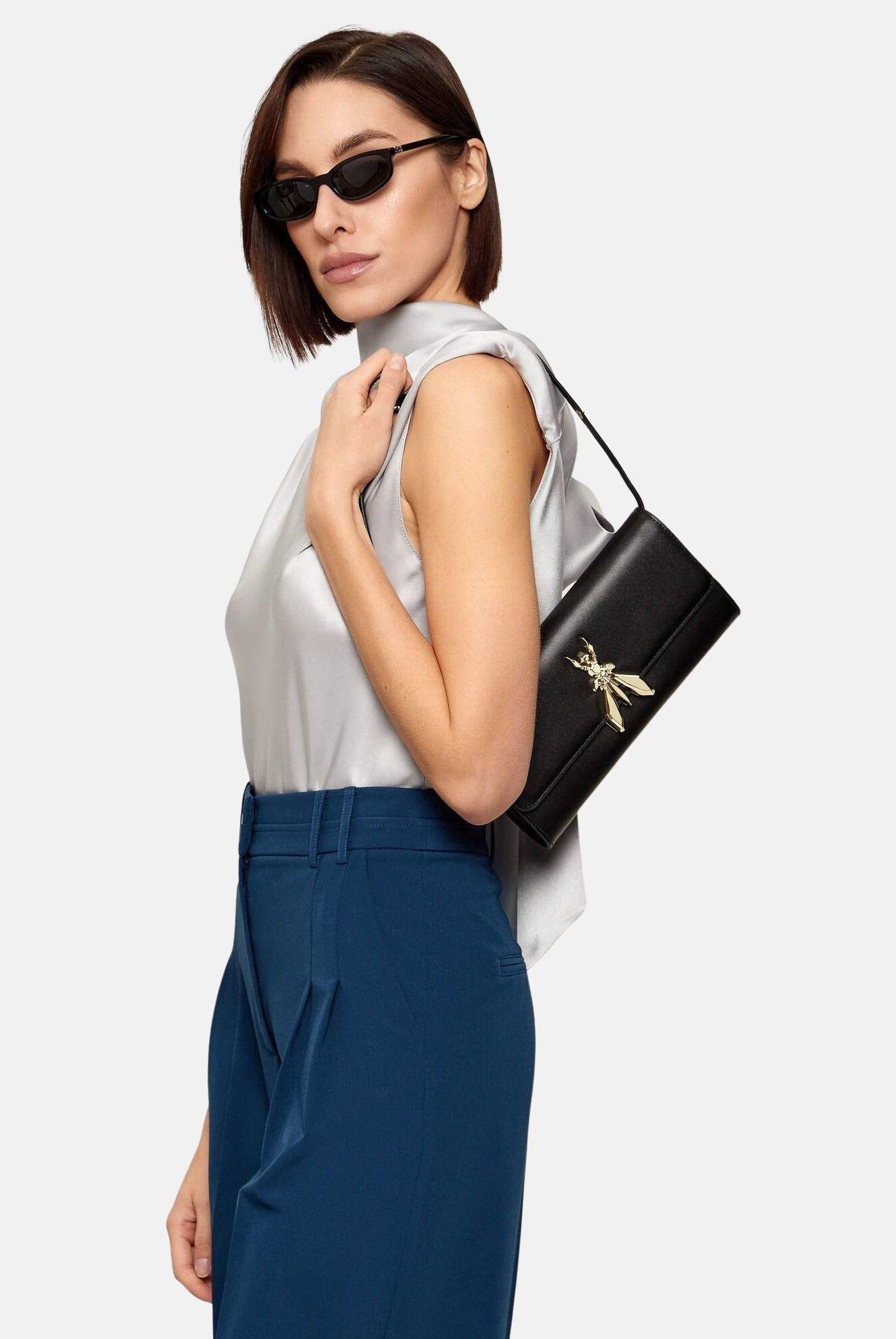 PATRIZIA PEPE Borsa a spalla Square Essential Fly nera da donna 8B0304L061 K103 PATRIZIA PEPE