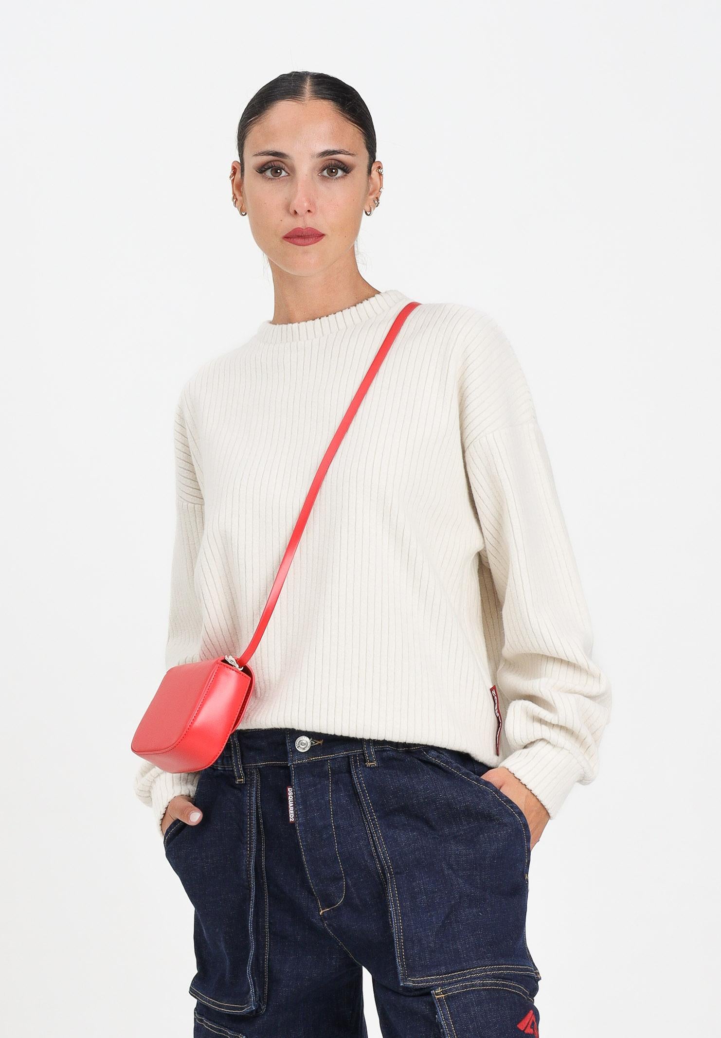 DSQUARED2 Felpa girocollo panna per donna, ragazzi e bambini in velluto a coste DQ2999D0AE3 DQ102 DSQUARED2