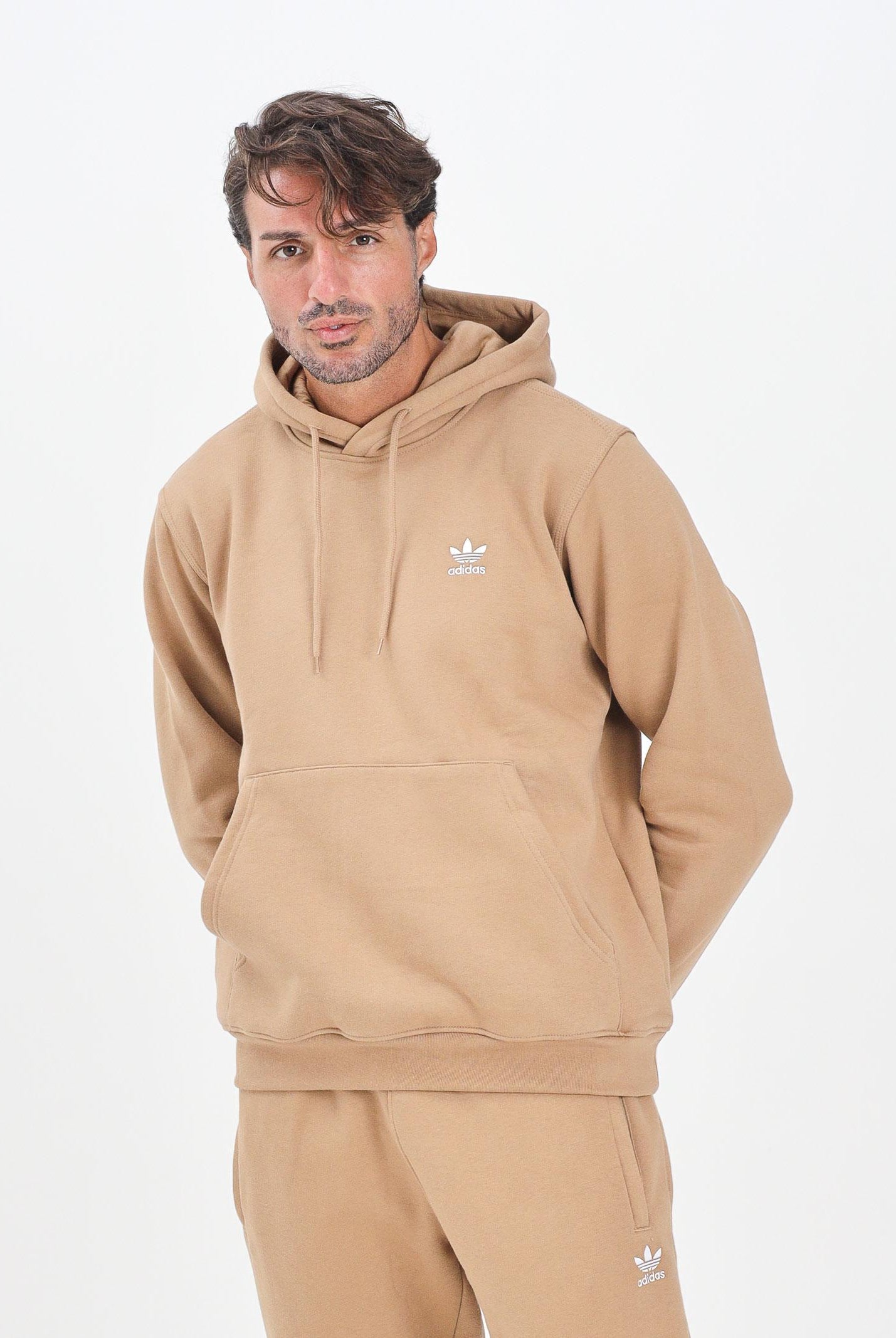 ADIDAS ORIGINALS Felpa con cappuccio Trefoil Essentials beige da uomo JW1064 . ADIDAS ORIGINALS