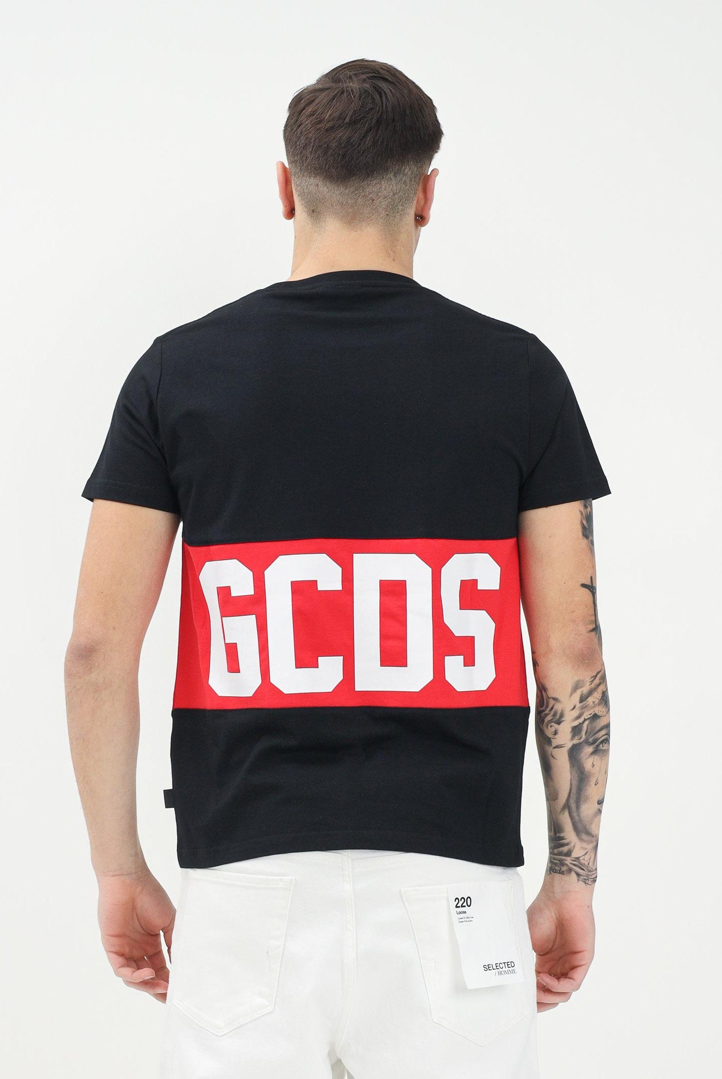 GCDS T-shirt a manica corta nera per uomo e donna con stampa logo B1XM2314JA3 99 GCDS