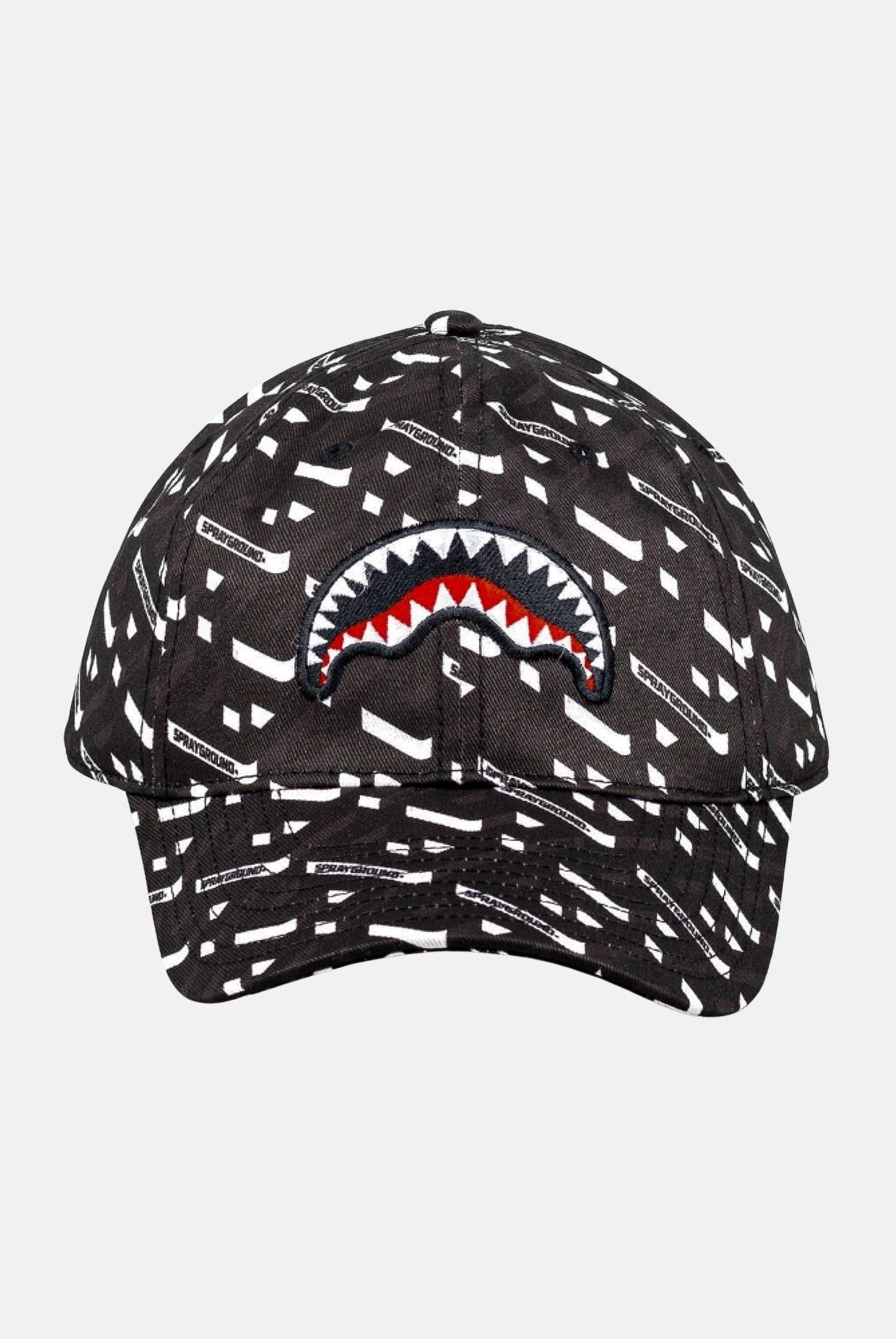 SPRAYGROUND Cappello con visiera nero per uomo e donna con stampa logata e iconico shark mouth SP15012BLK . SPRAYGROUND