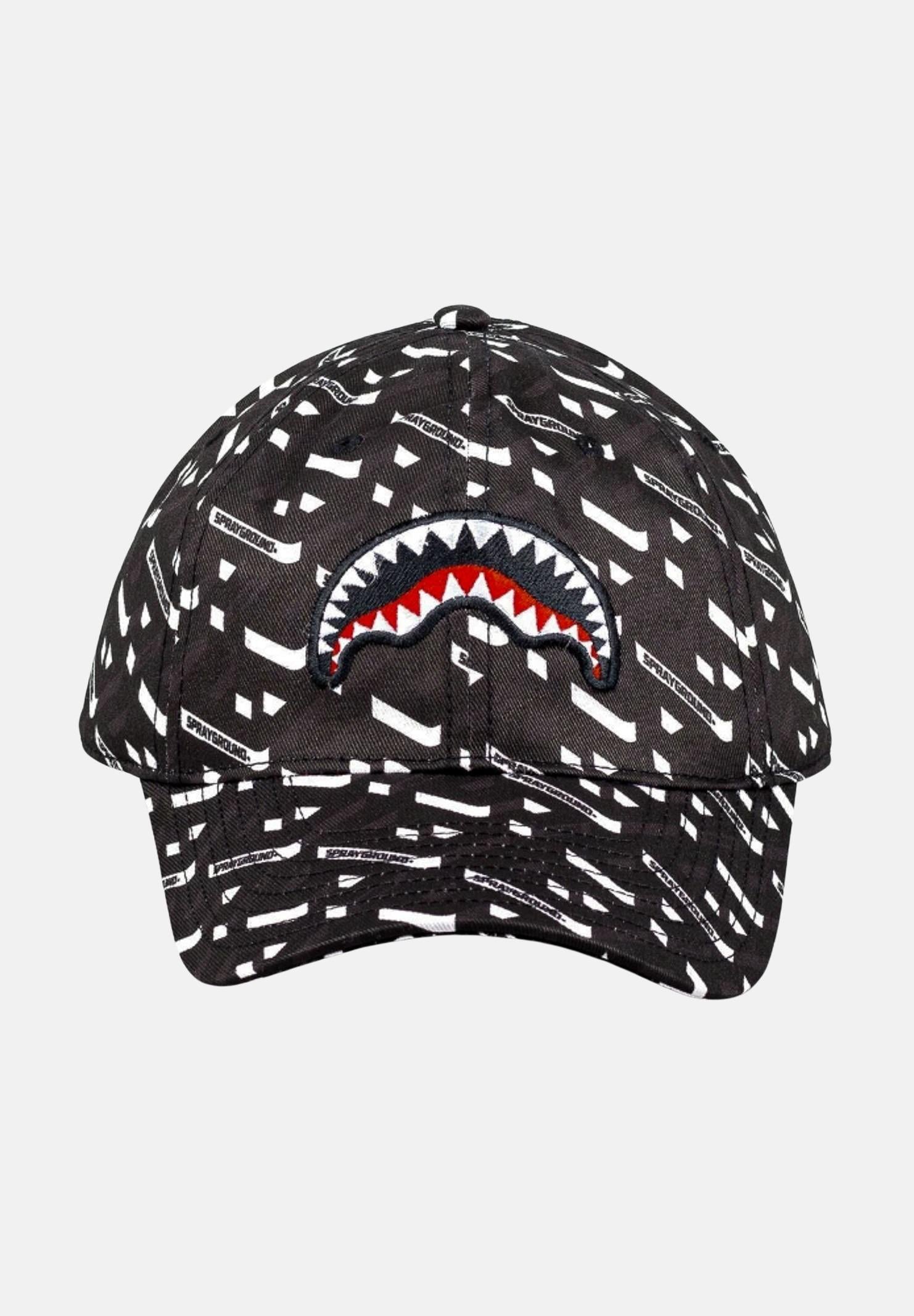 SPRAYGROUND Cappello con visiera nero per uomo e donna con stampa logata e iconico shark mouth SP15012BLK . SPRAYGROUND