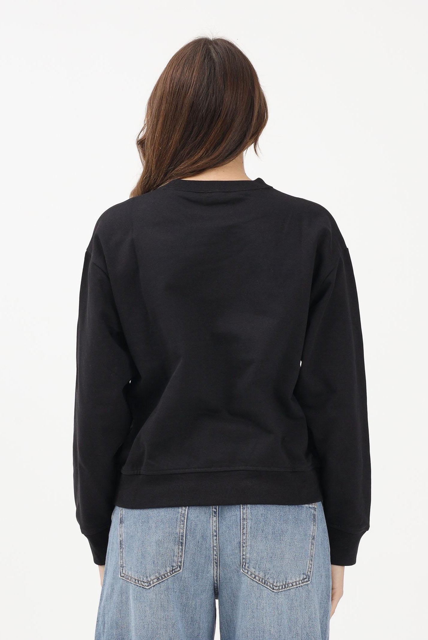 CALVIN KLEIN JEANS Felpa girocollo nera da donna con logo LV047E828GUB1 . CALVIN KLEIN JEANS