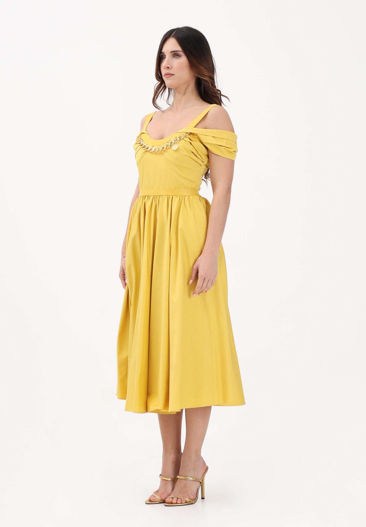 ELISABETTA FRANCHI Abito midi giallo da donna con catena gioiello AB92161E2 EV4 ELISABETTA FRANCHI