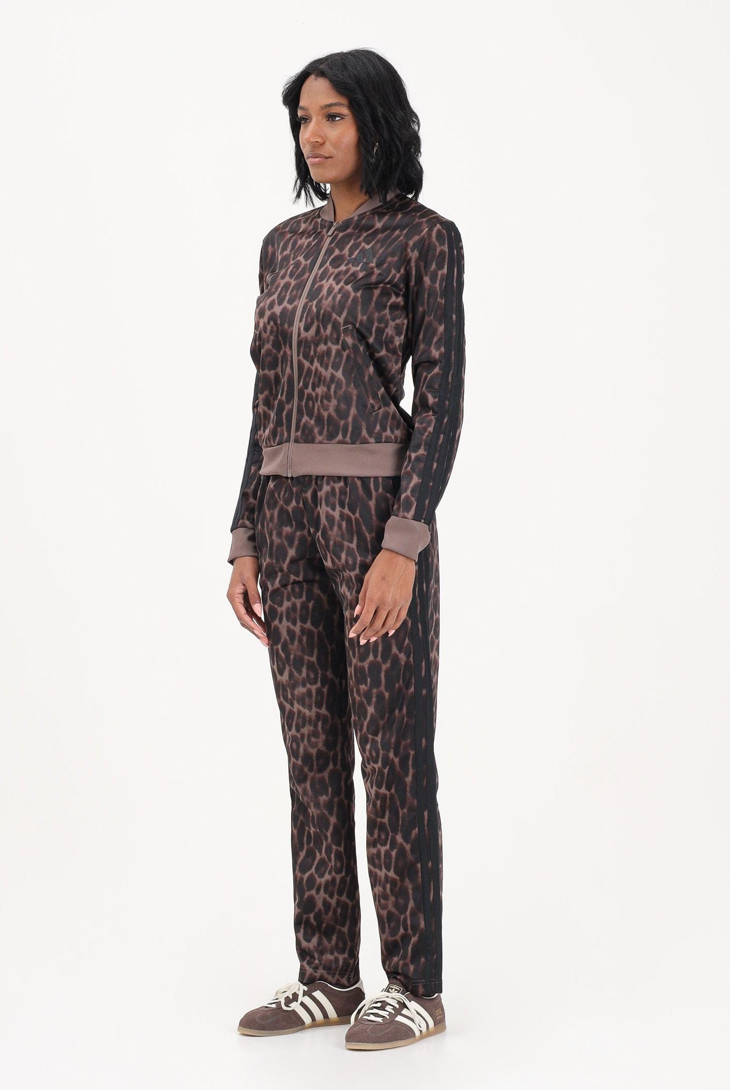 ADIDAS PERFORMANCE Tuta Essentials 3 Stripes Animal AOP marrone da donna JZ0927 . ADIDAS PERFORMANCE
