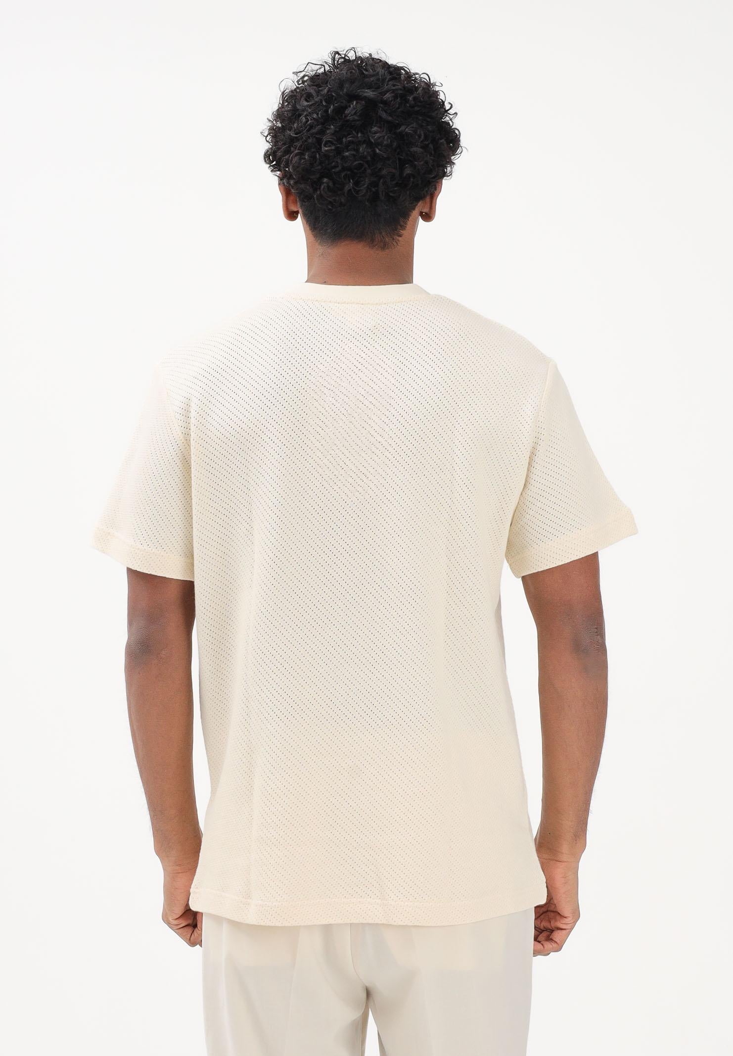 LACOSTE T-shirt a manica corta panna da uomo in cotone traforato TH2665 056 LACOSTE