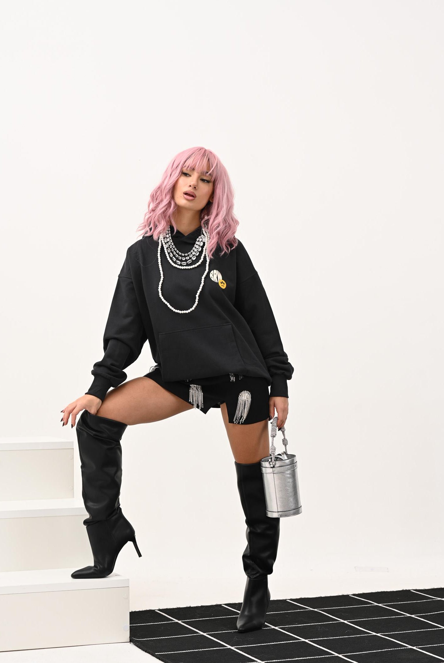 BARROW Felpa con cappuccio grigia per uomo e donna caratterizzata da maxi stampa sul retro F5BWUAHS125 251 BARROW