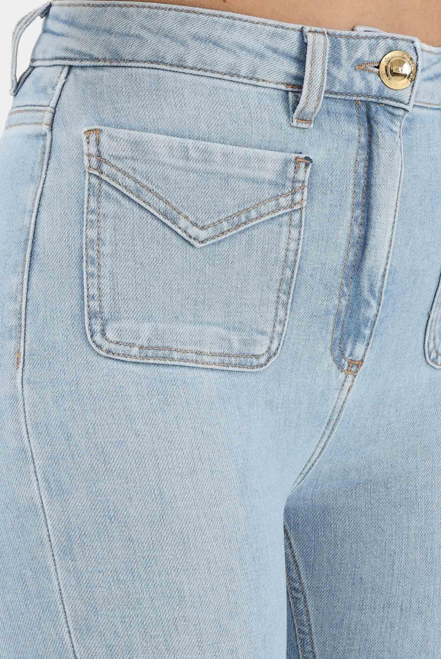 ELISABETTA FRANCHI Jeans in denim chiaro da donna con costruzione a zampetta PJ24N61E2 192 ELISABETTA FRANCHI