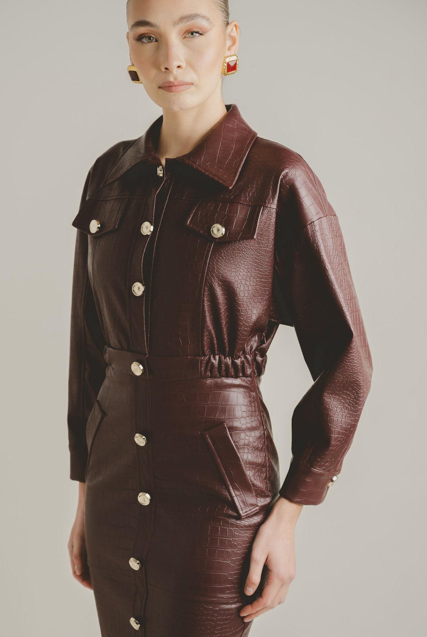 SANTAS Abito midi MYSTÈRE bordeaux da donna PV2618 BO SANTAS