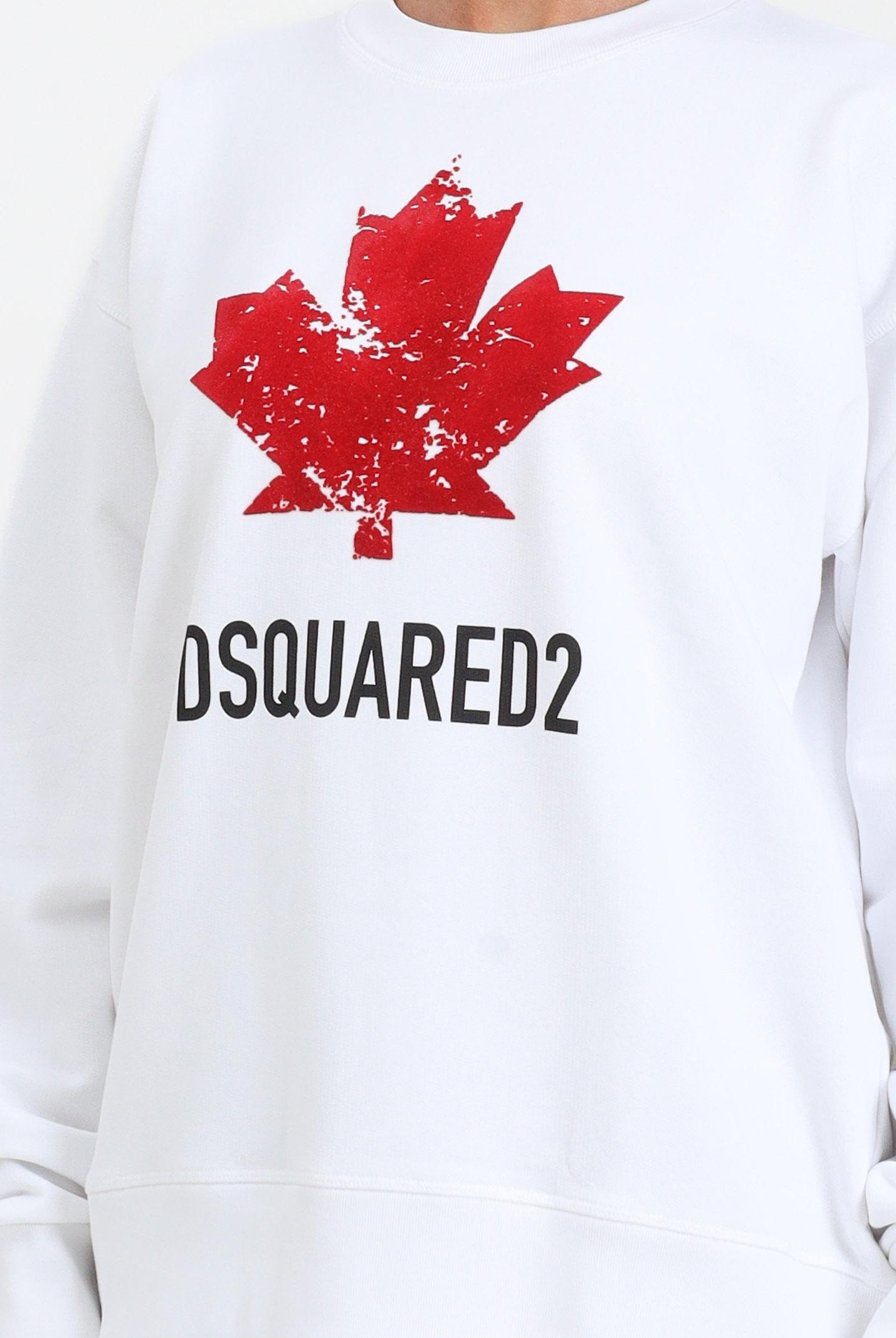 DSQUARED2 Felpa girocollo bianca per donna, ragazzi e bambini con logo DQ3005D00ZF DQ100 DSQUARED2