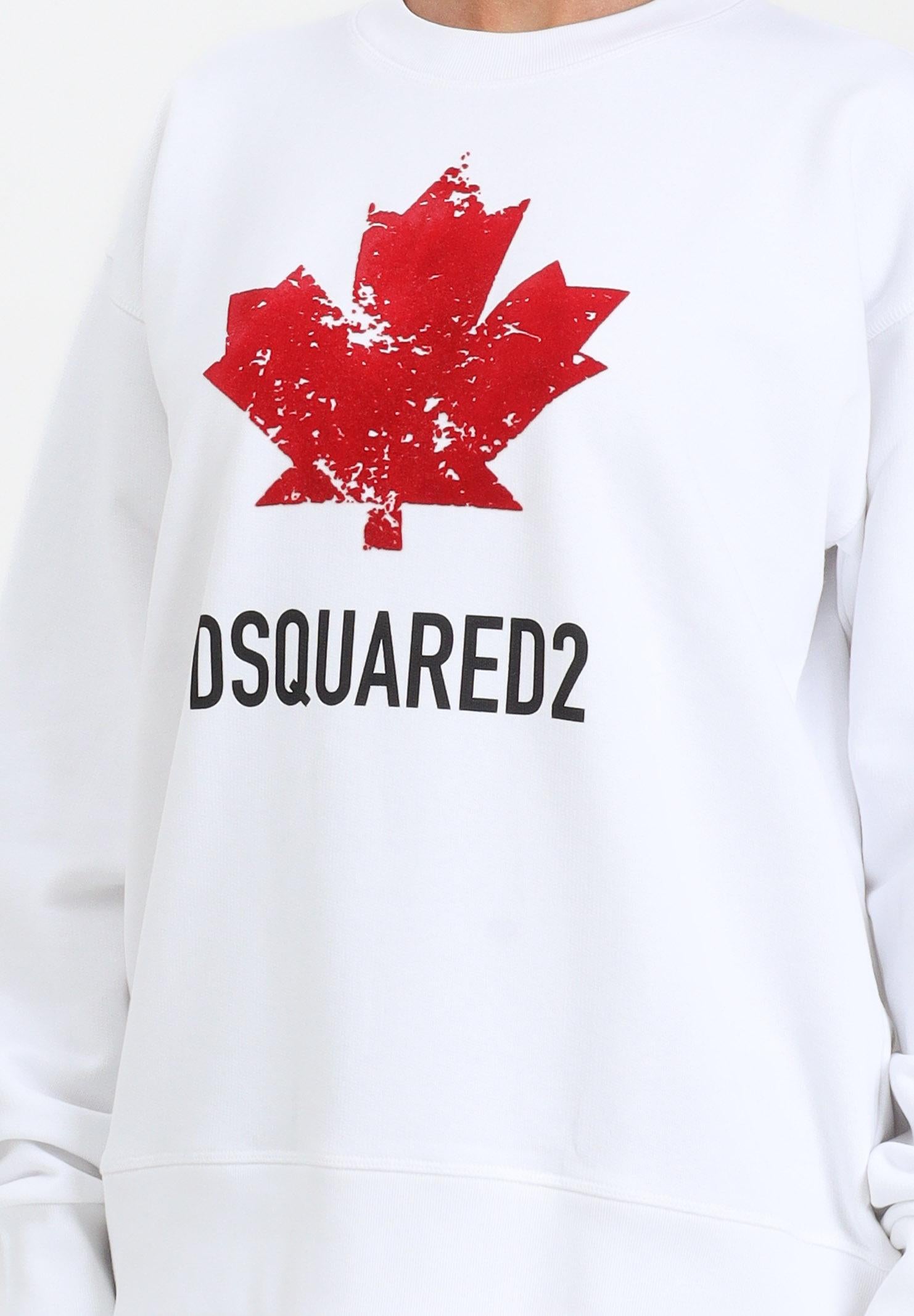 DSQUARED2 Felpa girocollo bianca per donna, ragazzi e bambini con logo DQ3005D00ZF DQ100 DSQUARED2