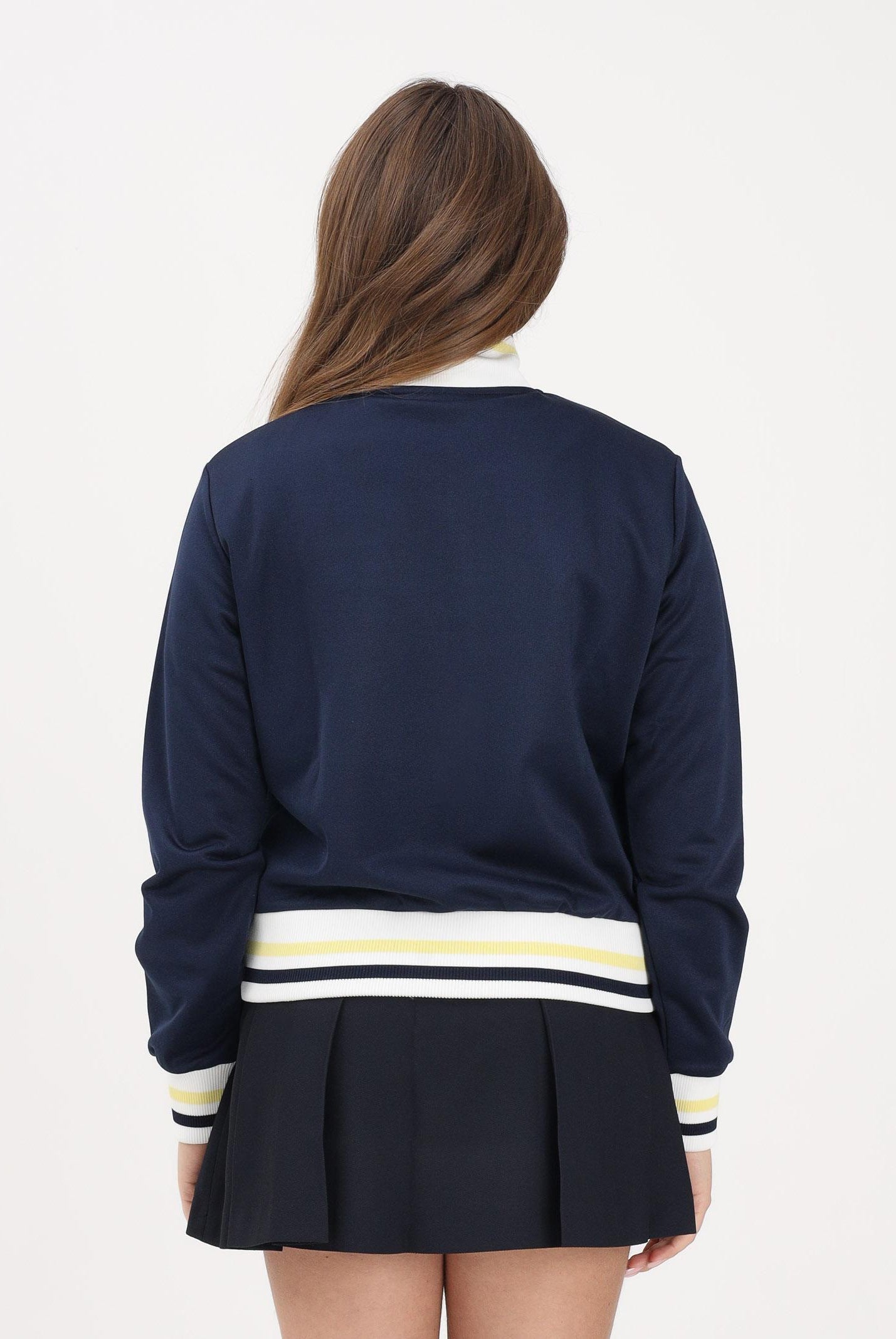LACOSTE Felpa con zip blu da donna rifinita da orli a contrasto e logo SF5252 0PW LACOSTE