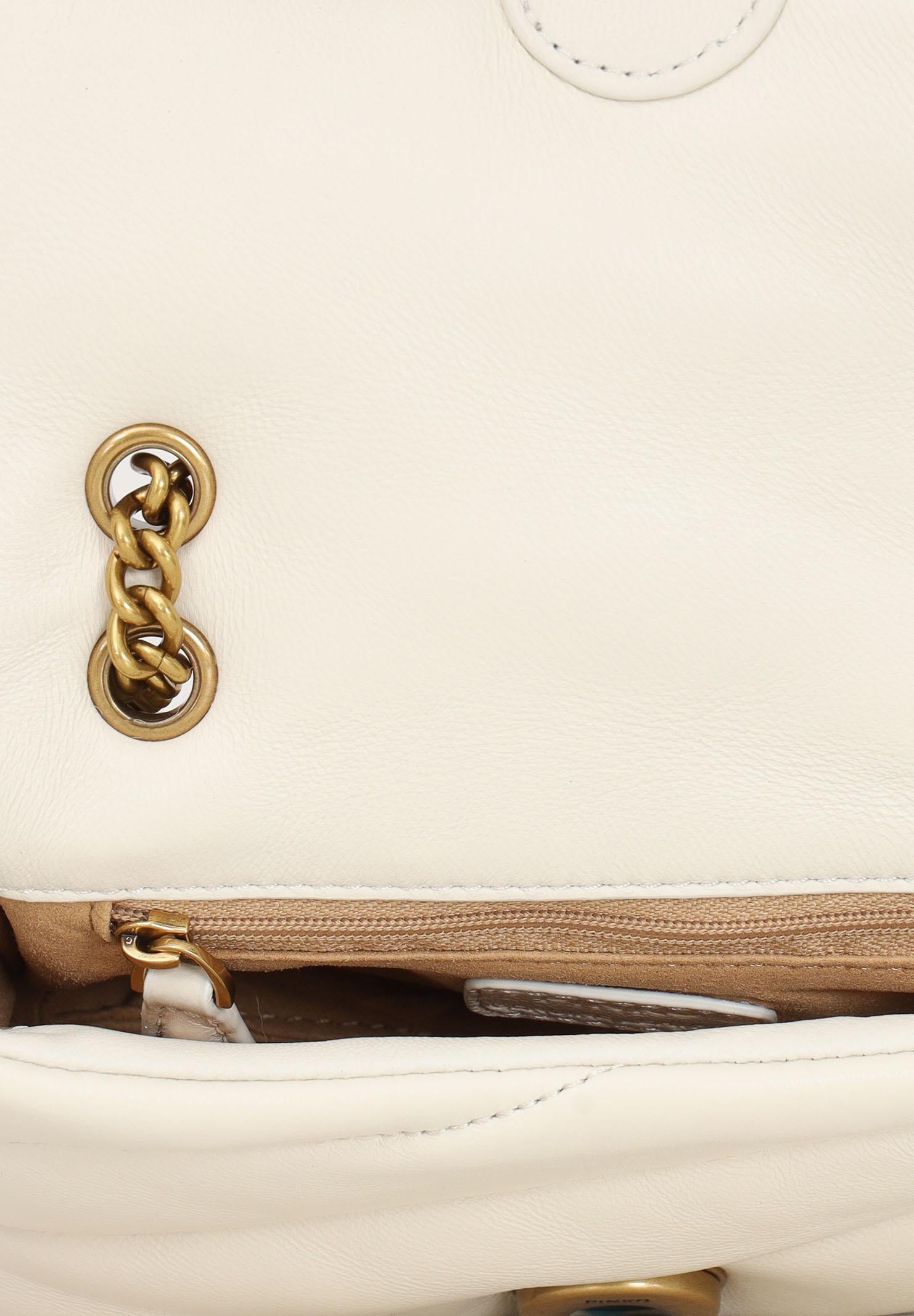 PINKO Borsa a tracolla Baby Love Bag Puff da donna in morbida nappa panna 100040A0F2 Z14Q PINKO