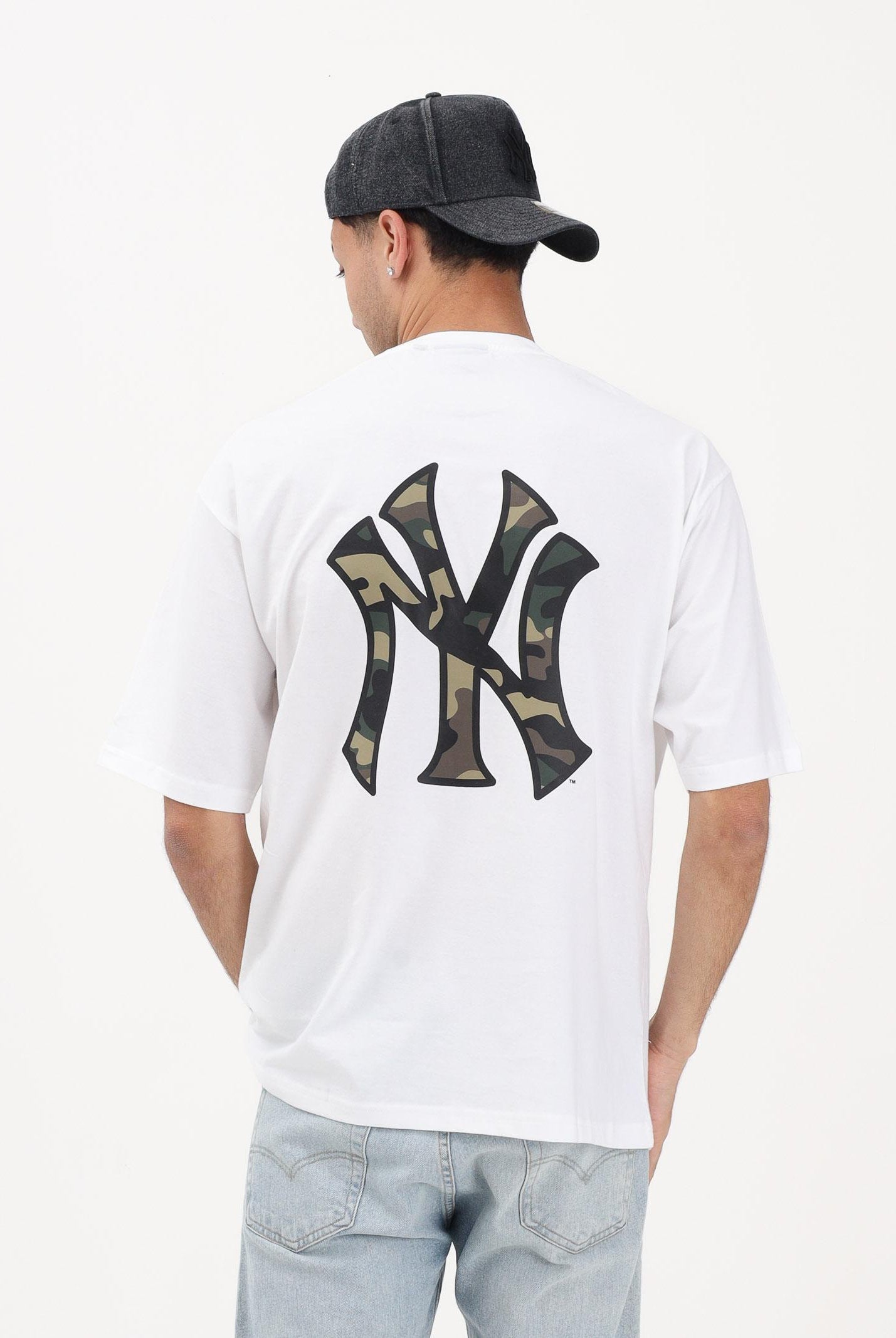 NEW ERA T-shirt a manica corta Oversized New York Yankees MLB Infill bianca per uomo e donna 60856215 . NEW ERA