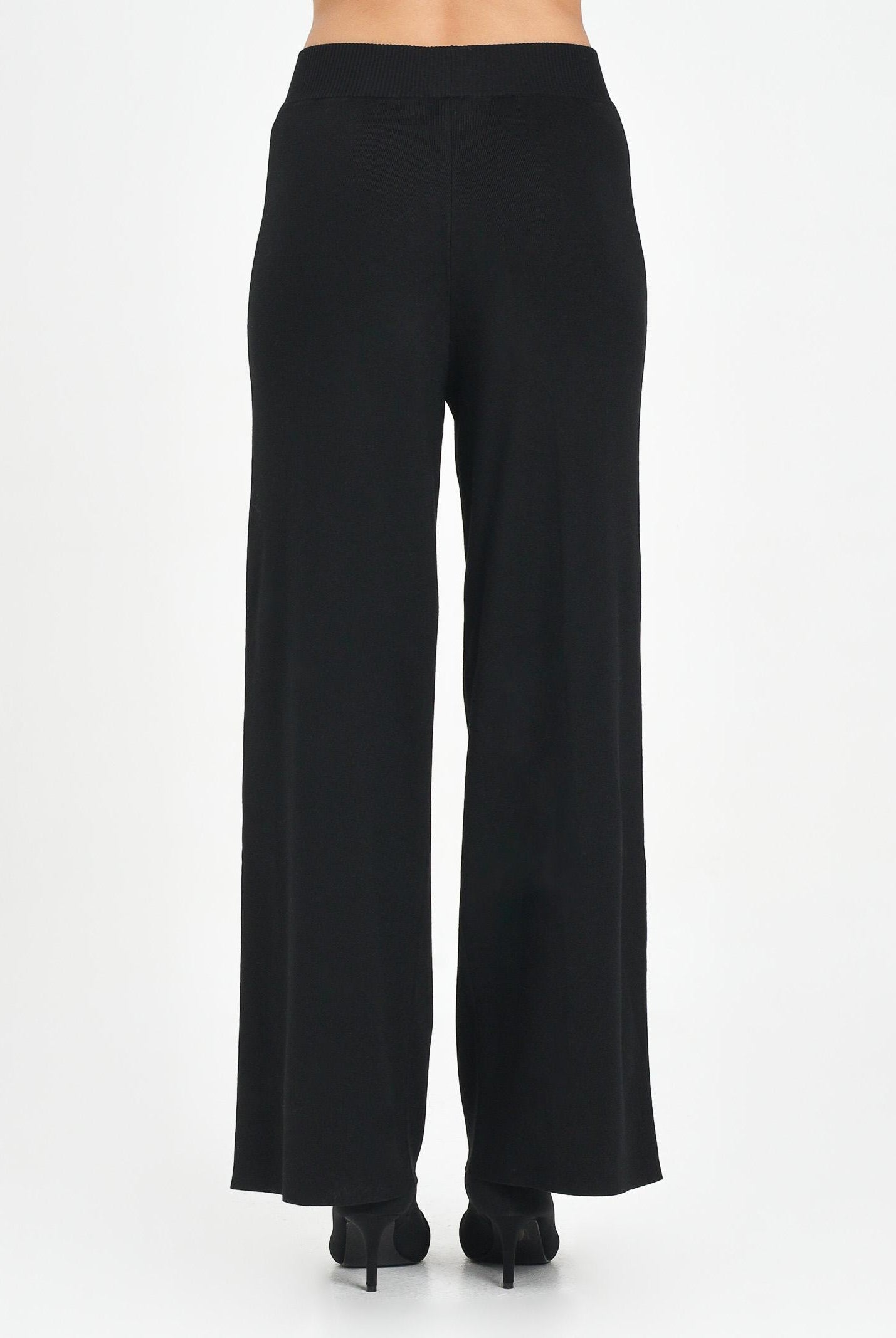 ELISABETTA FRANCHI Pantalone in maglia nero da donna con bande lucide<BR/> KP69S56E2 EF3 ELISABETTA FRANCHI