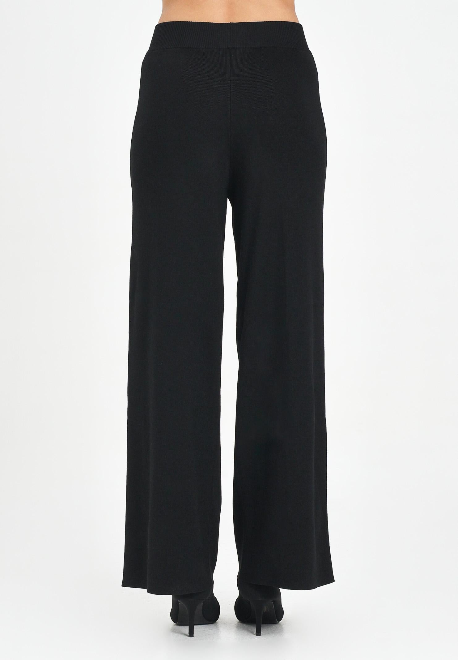ELISABETTA FRANCHI Pantalone in maglia nero da donna con bande lucide<BR/> KP69S56E2 EF3 ELISABETTA FRANCHI