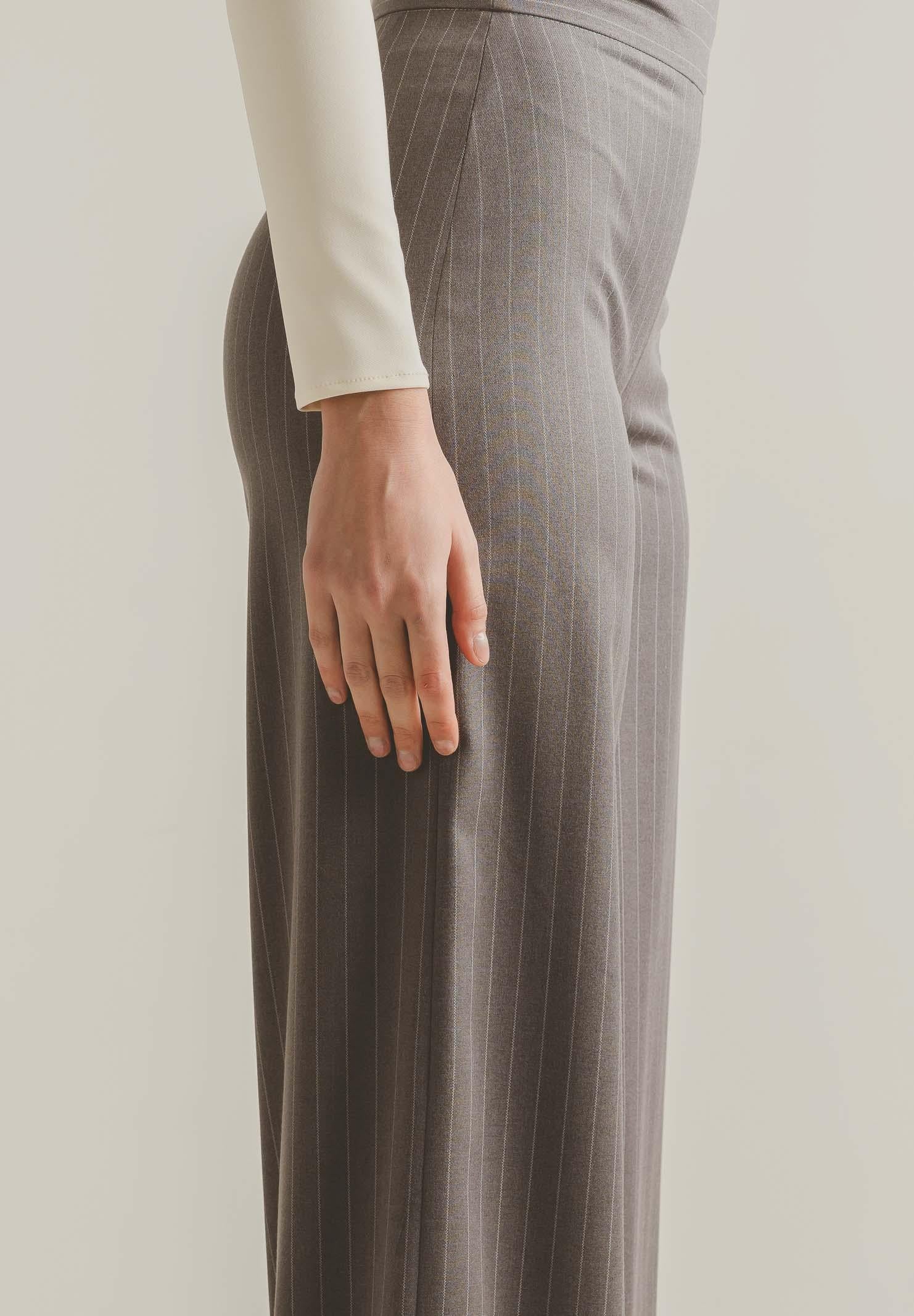 SANTAS Pantalone elegante POUVOIR grigio da donna con micro gessatura PV2626 GR SANTAS