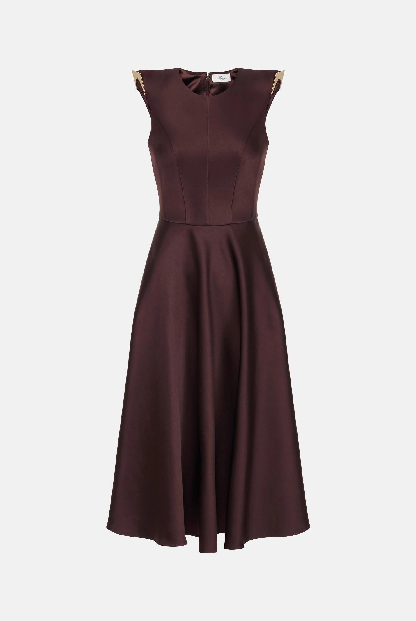 ELISABETTA FRANCHI abito midi in duchesse cacao marrone donna. AB95462E2 644 ELISABETTA FRANCHI