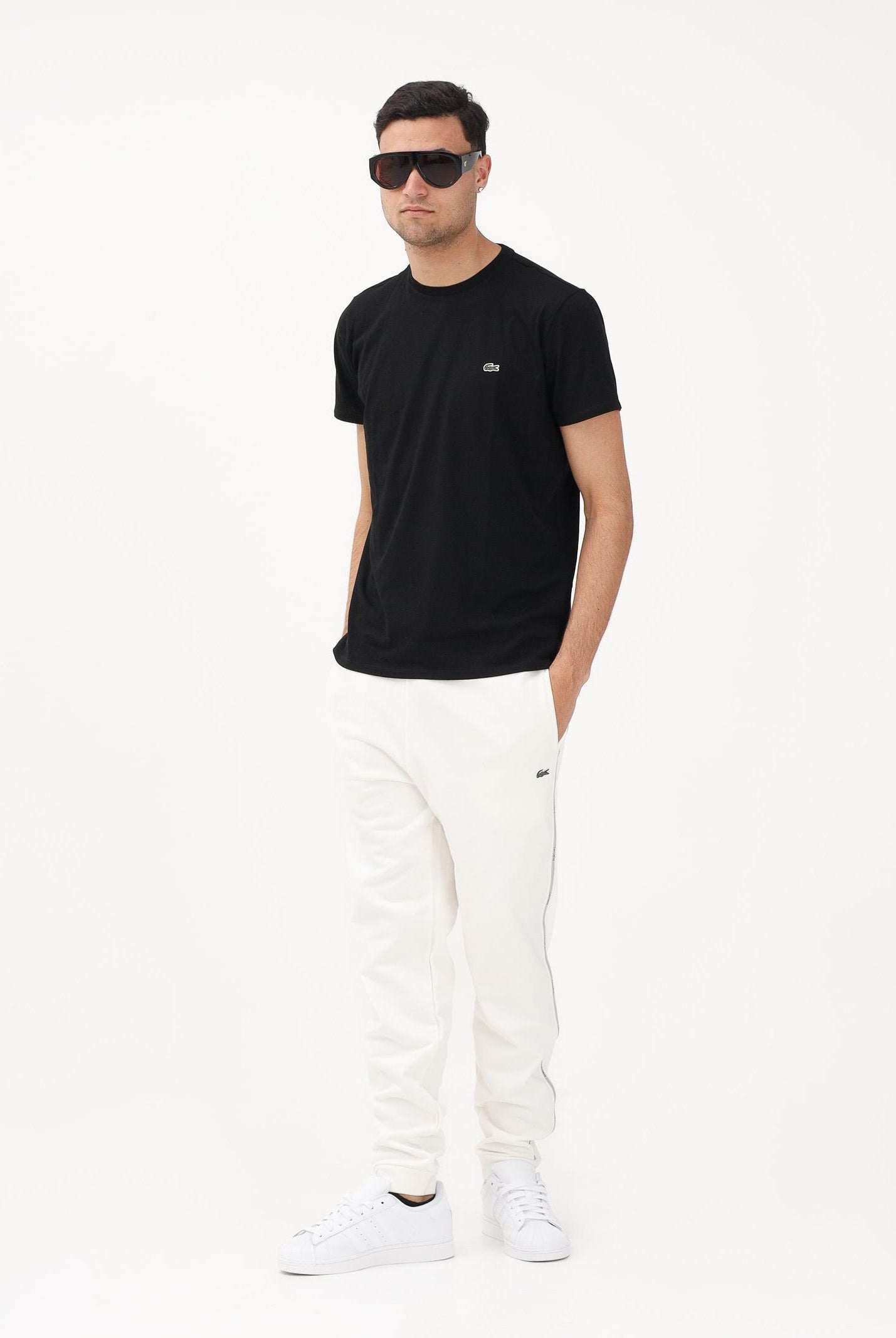 LACOSTE Pantalone sportivo bianco da uomo con rifiniture laterali logate XH0883 70V LACOSTE