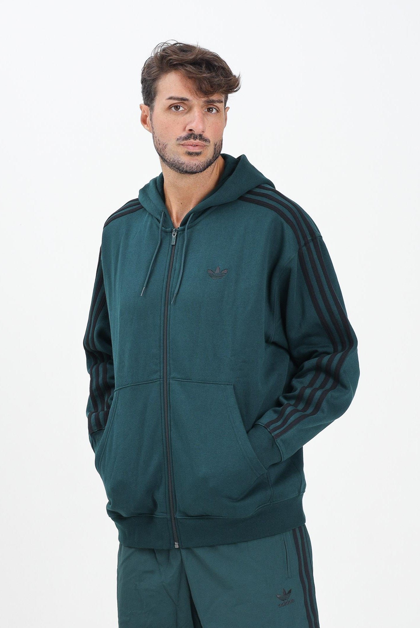 ADIDAS ORIGINALS Felpa con zip Adicolor Oversize verde da uomo JX1549 ADIDAS ORIGINALS