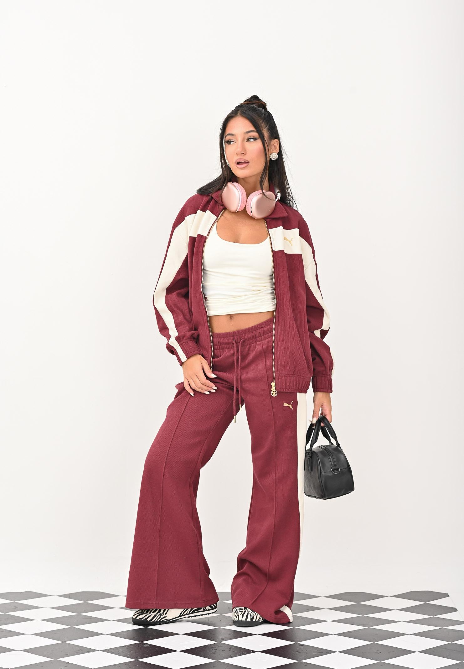 PUMA Felpa con zip T7 bordeaux da donna 632137 96 PUMA