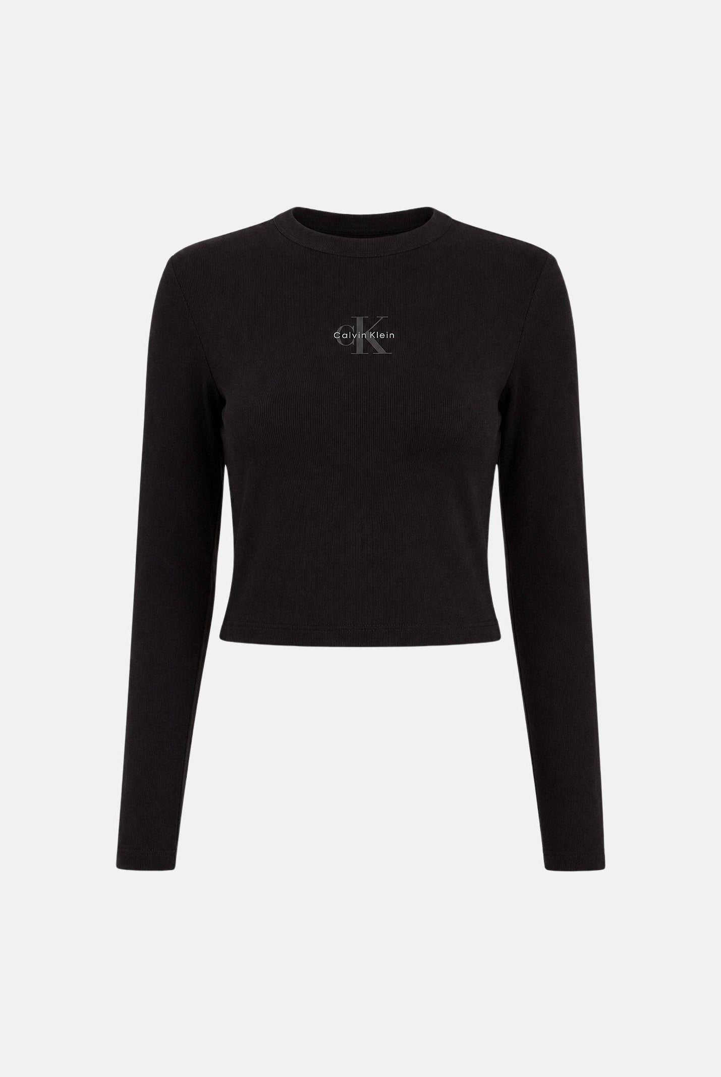 CALVIN KLEIN maglia a maniche lunghe A-LS Monogram Baby Tee, colore brand Black corrispondente al nero, da donna. LV047A803G UB1 CALVIN KLEIN
