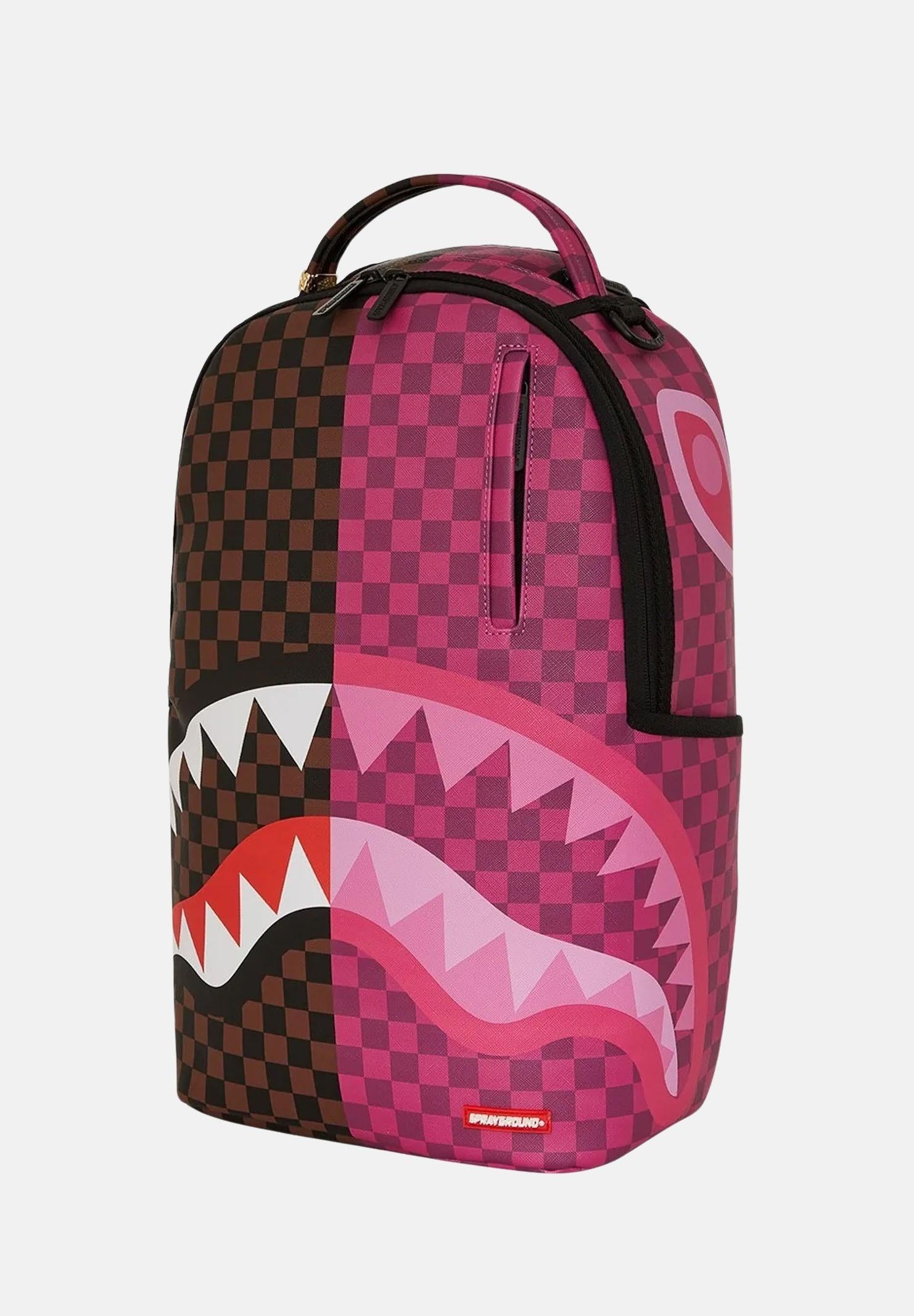 SPRAYGROUND Zaino SPLIT SIP PINK CHECK DLXSV marrone e rosa da donna 910B6286NSZ SPRAYGROUND