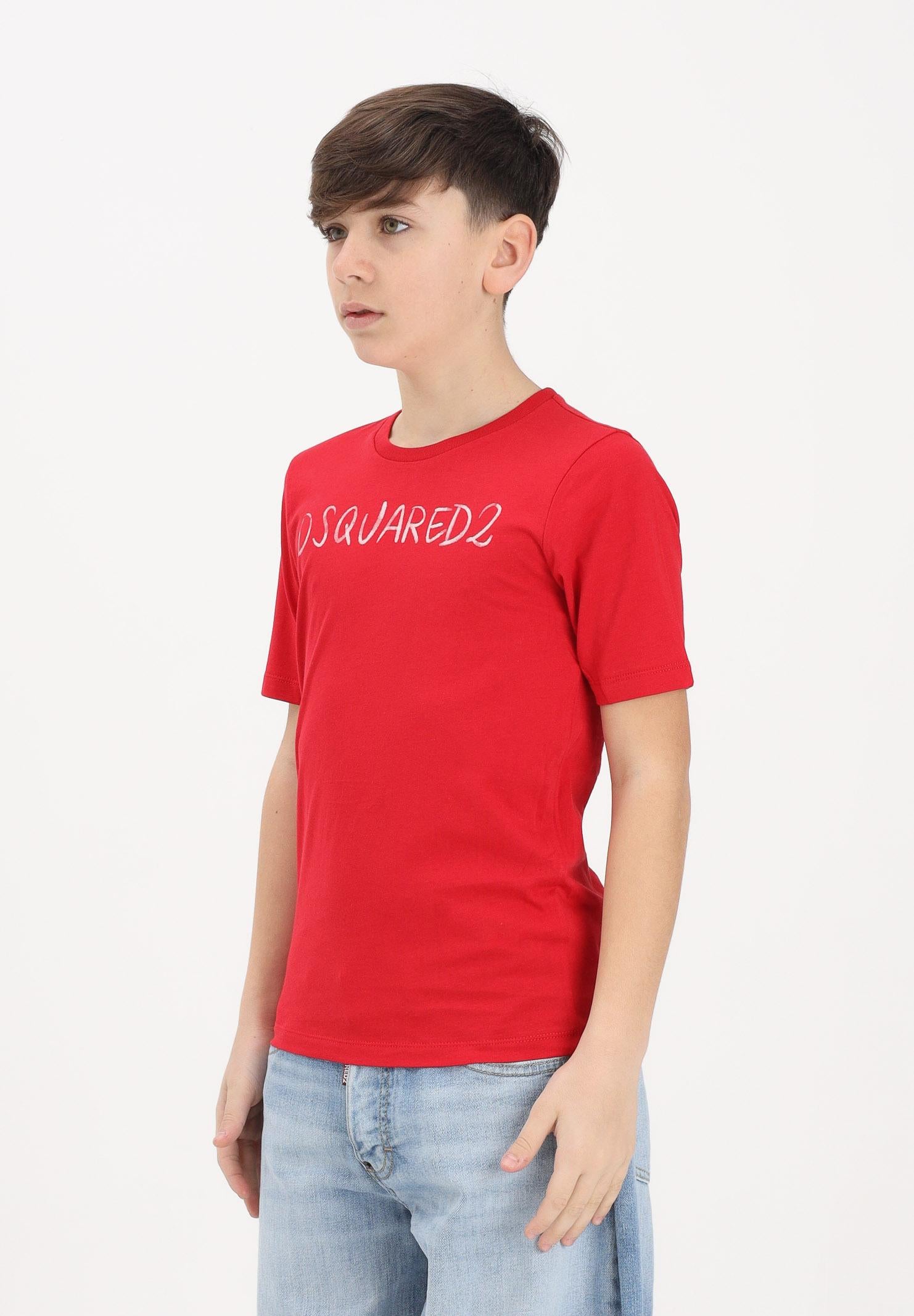 DSQUARED2 T-shirt a manica corta rossa per donna, ragazzi e bambini con logo DQ3158D0AGP DQ401 DSQUARED2