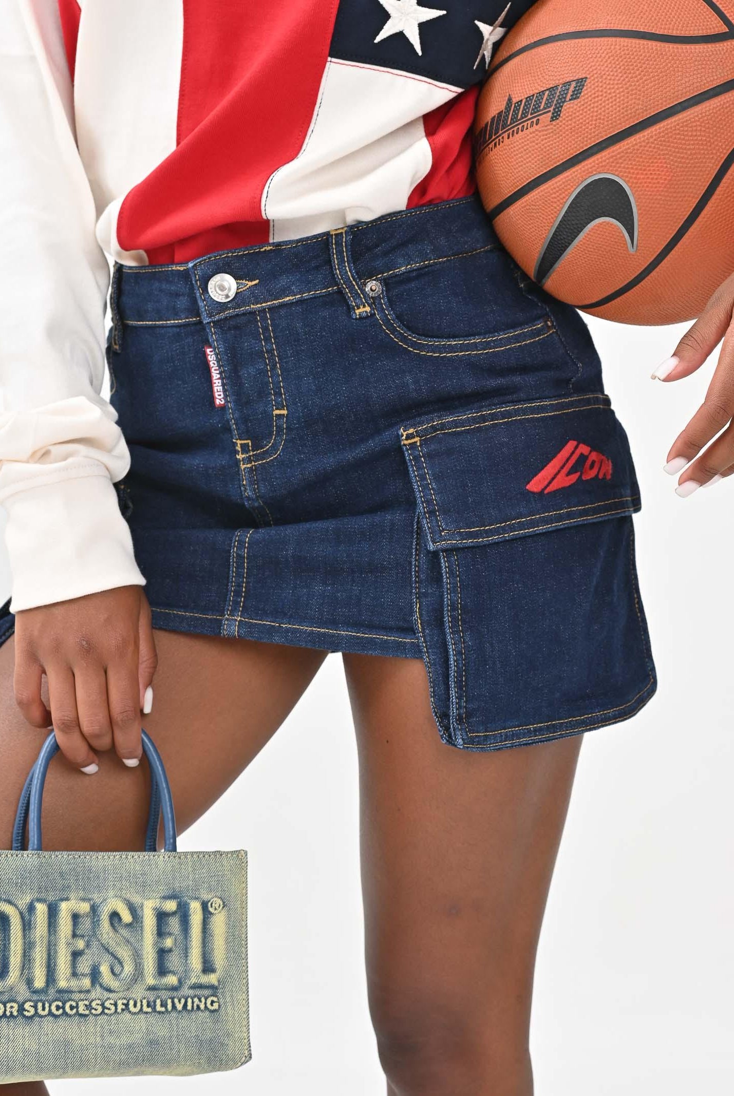 DSQUARED2 Gonna corta in denim blu per donna, ragazze e bambine con ricamo ICON DQ3138D0AFL DQ01 DSQUARED2