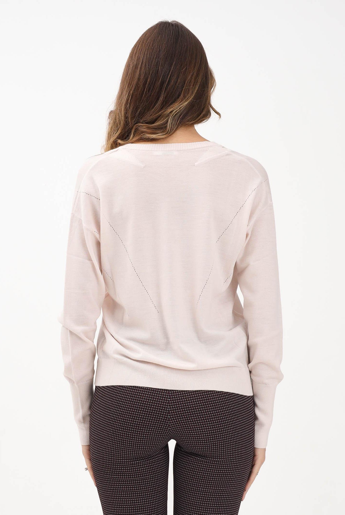 PATRIZIA PEPE Maglioncino scollo a V nude da donna con applicazioni FLY 8K0331KM36 M537 PATRIZIA PEPE